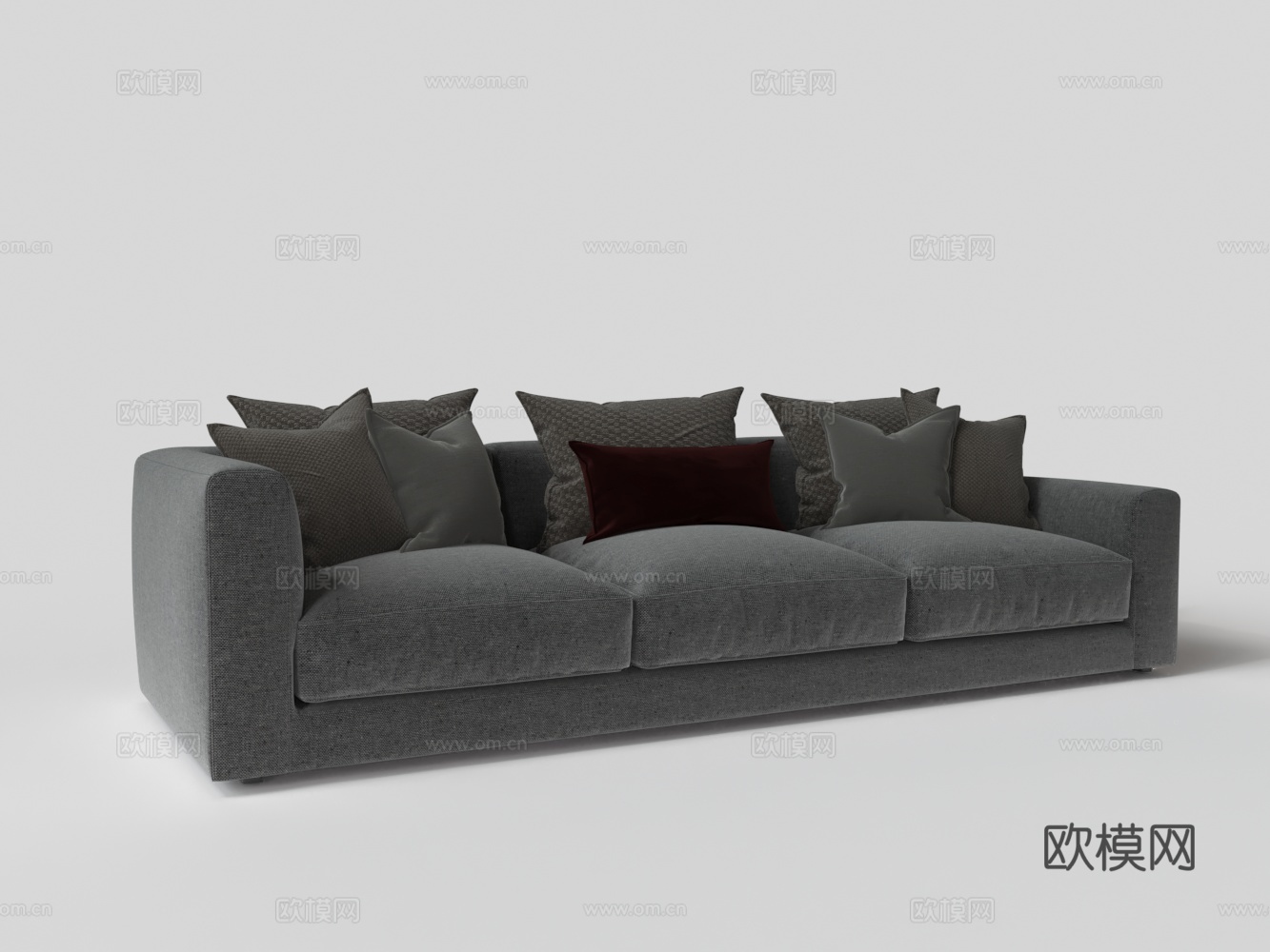 现代布艺多人沙发3d模型下载