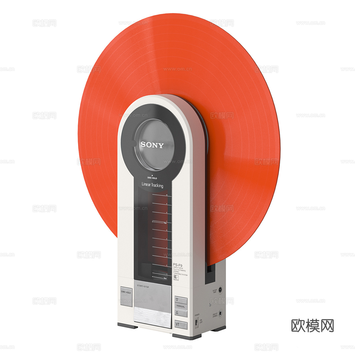 现代黑胶索尼唱片机 音响组合3d模型下载（渲染图3）