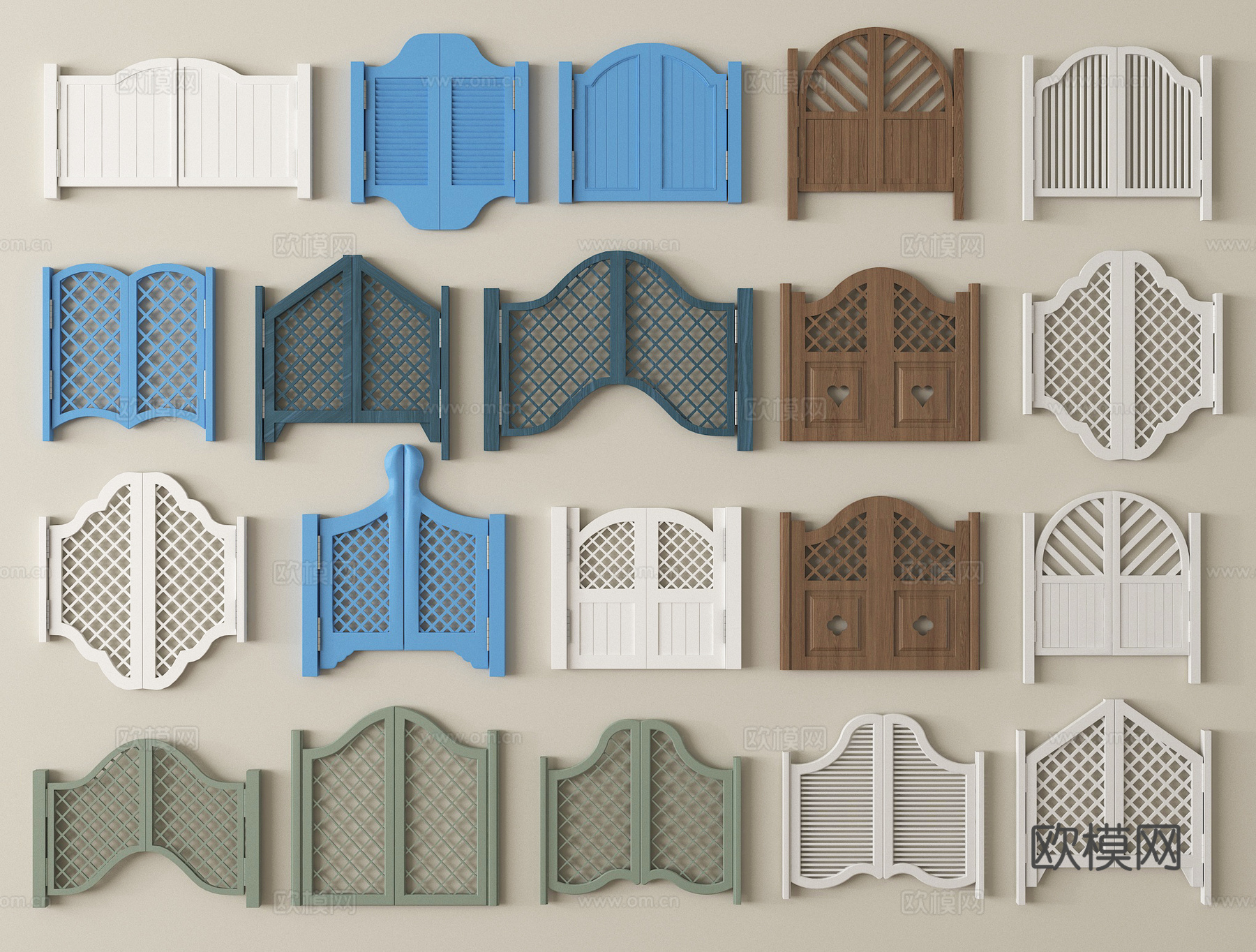 现代半腰门  百叶门 牛仔门3d模型下载