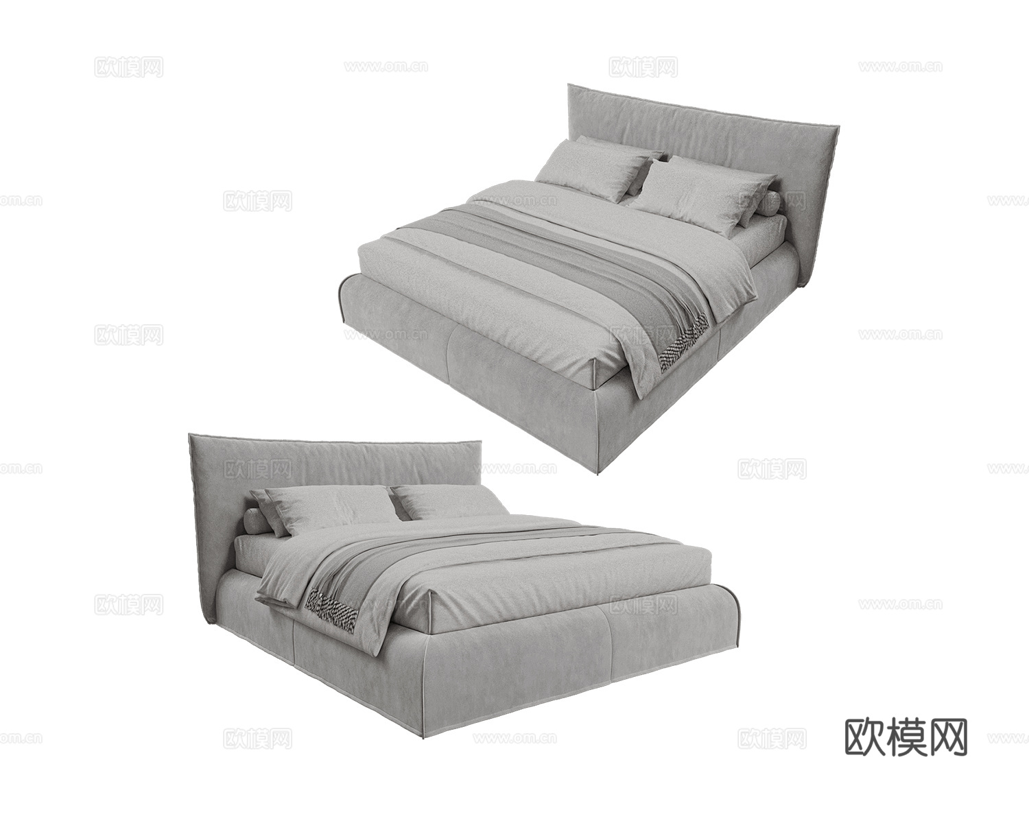 Beds one 双人床3d模型下载