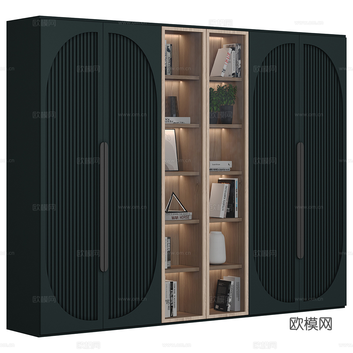 现代奶油风开门衣柜3d模型下载（渲染图2）