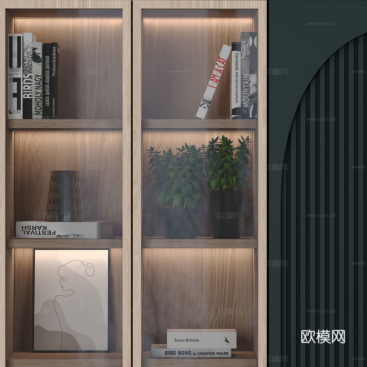 现代奶油风开门衣柜3d模型下载（渲染图3）