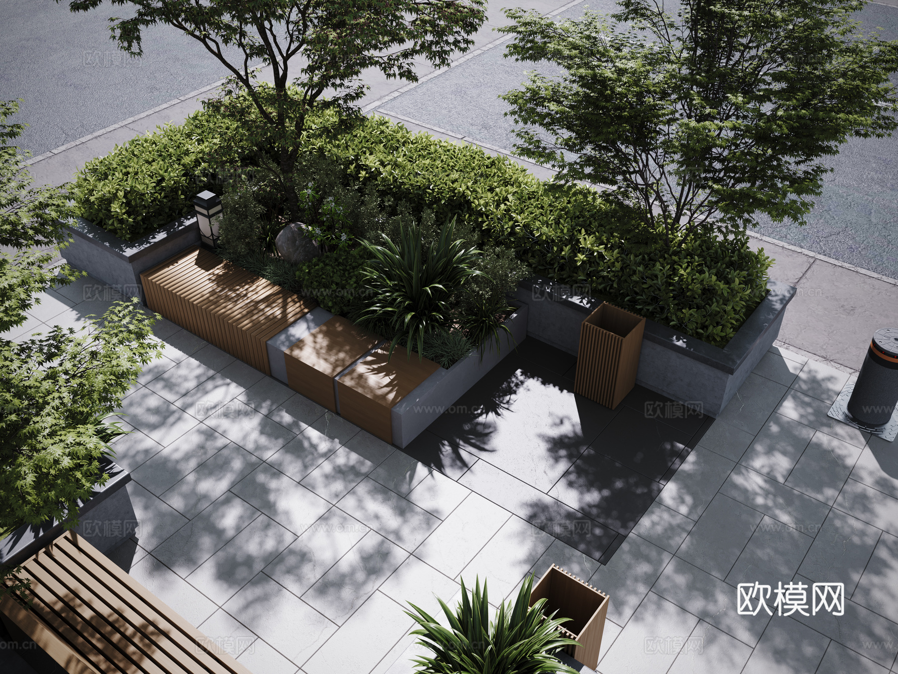 现代户外景观座椅 户外椅 景观植物 树池 花坛座椅su模型