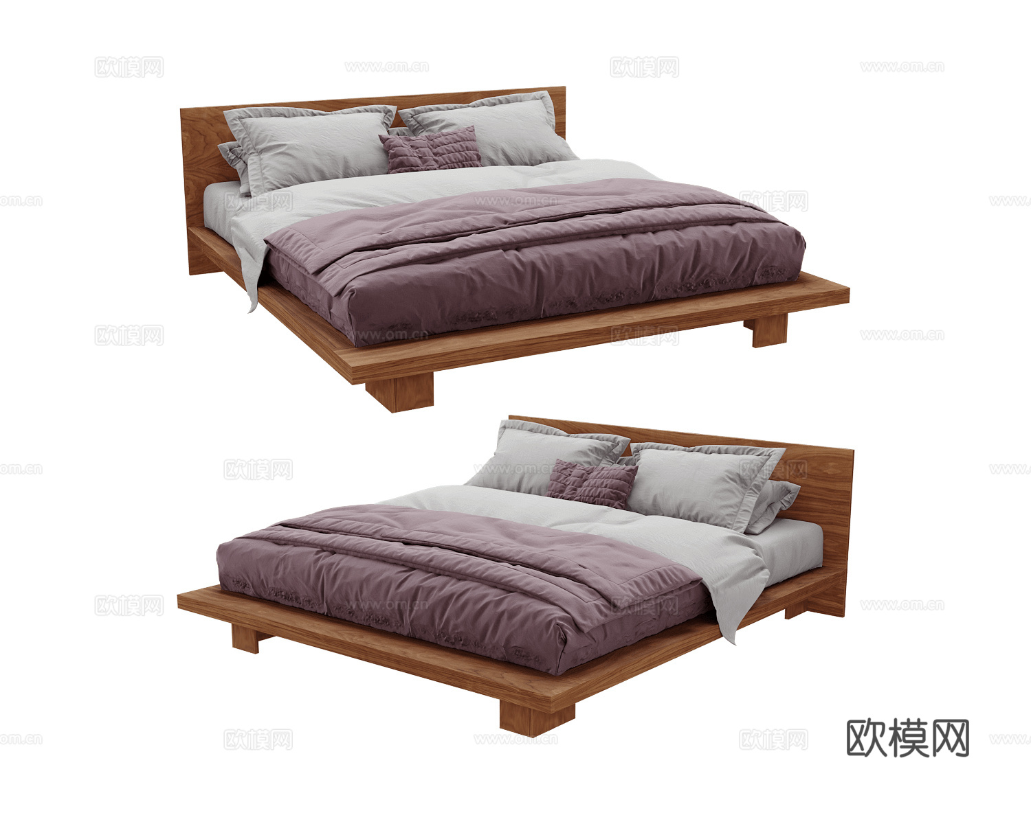 SIJU 双人床3d模型下载