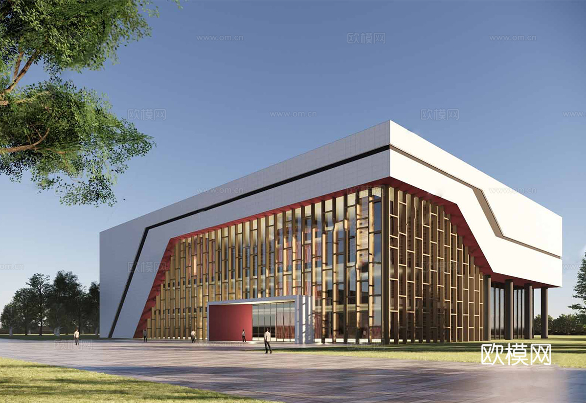现代展览馆建筑 博物馆 建筑外观su模型