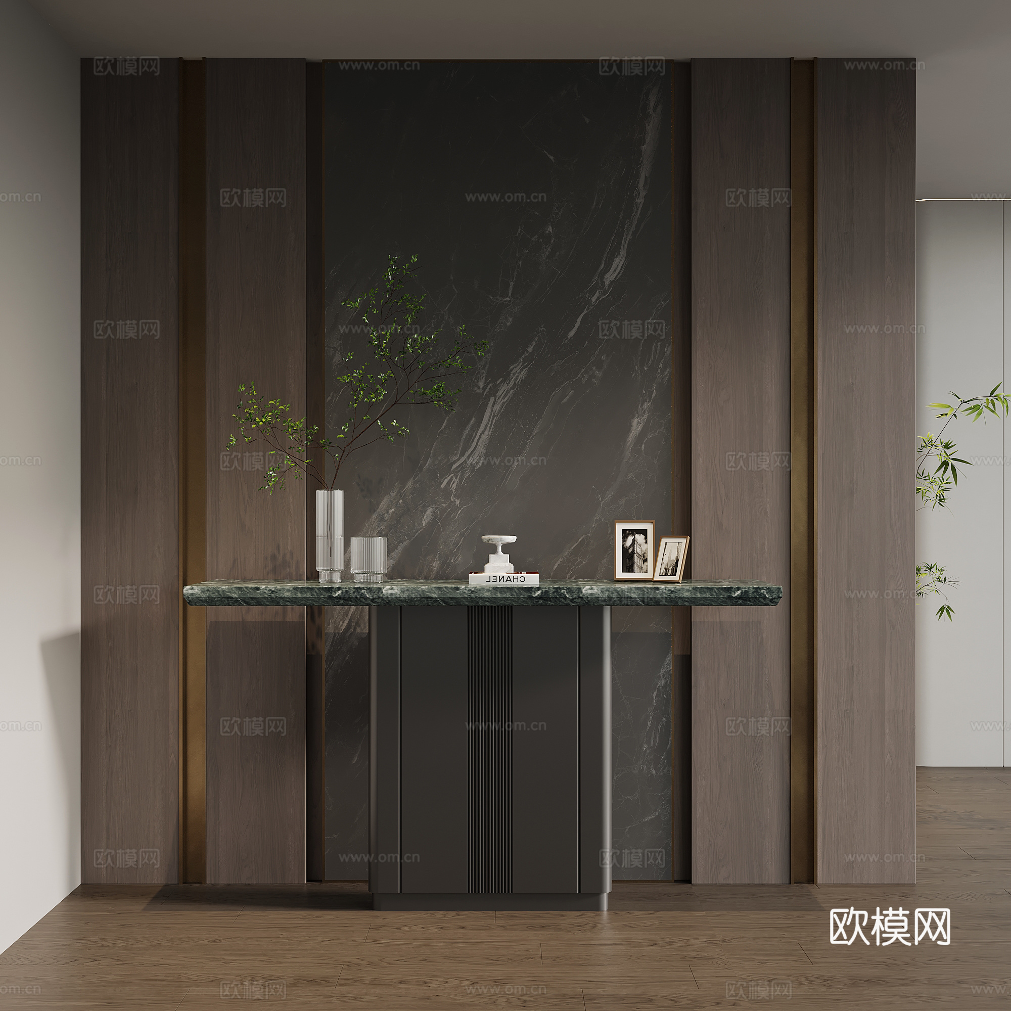 新中式玄关 端景台su模型