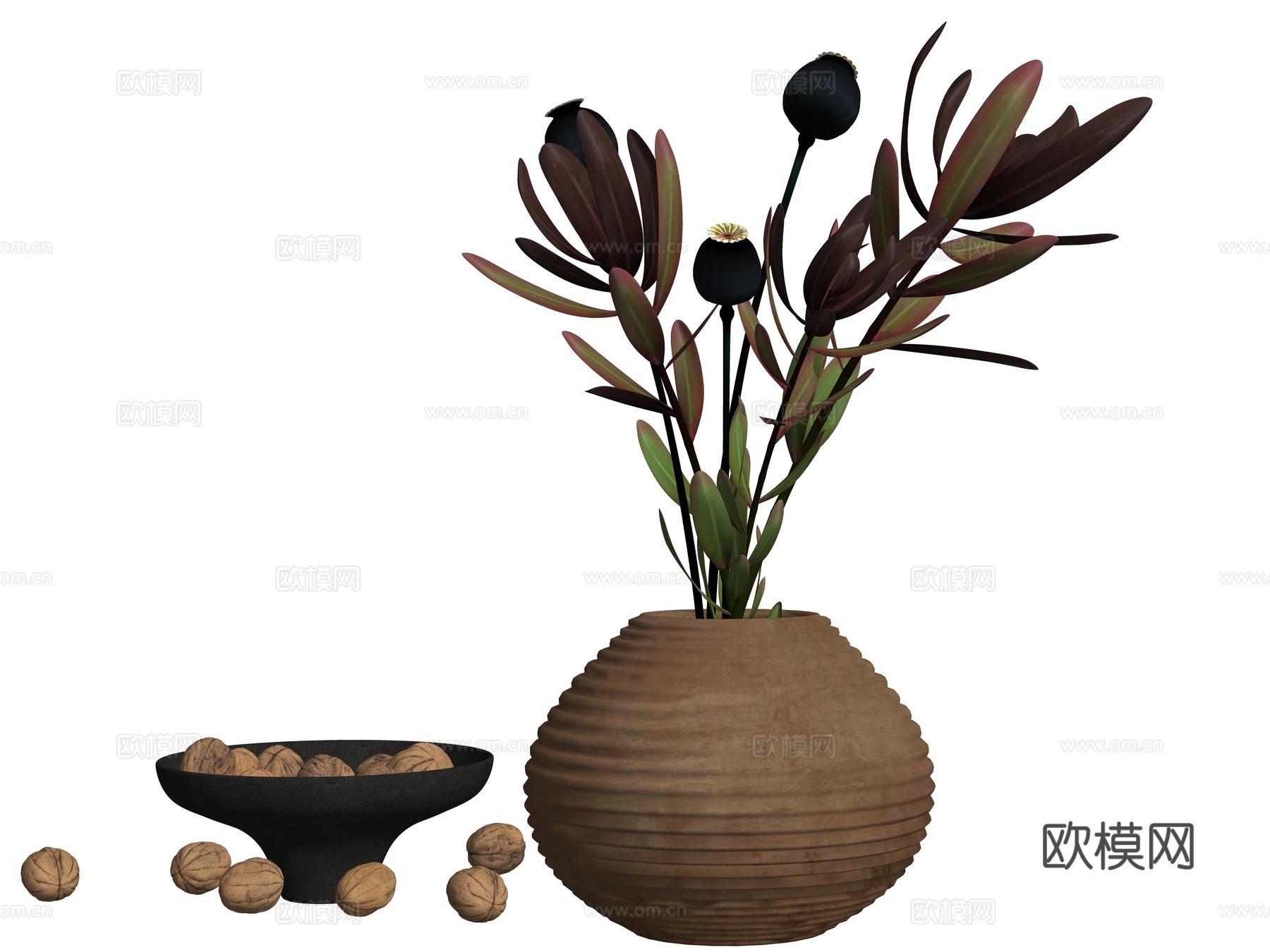 现代植物装饰摆件su模型