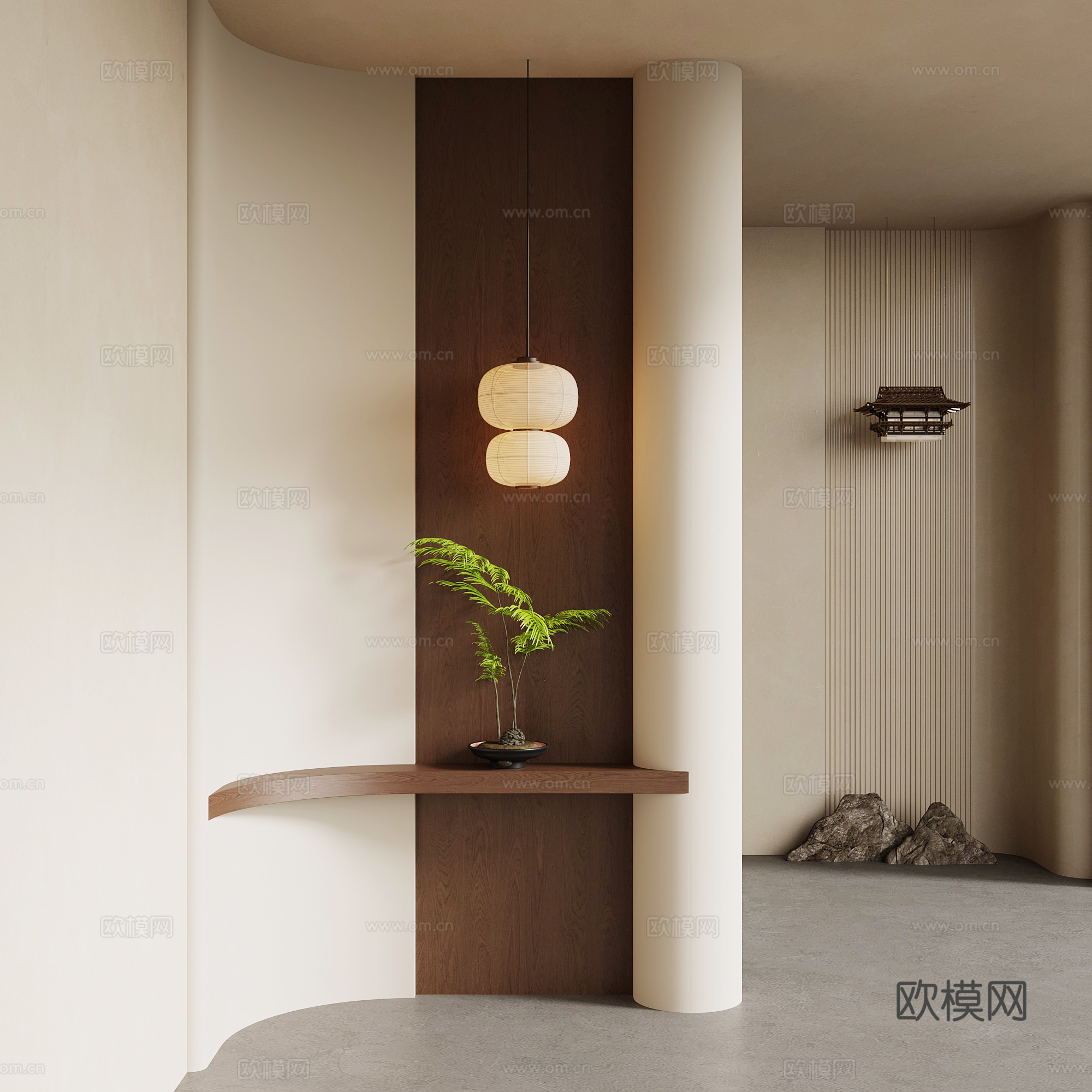 新中式玄关su模型