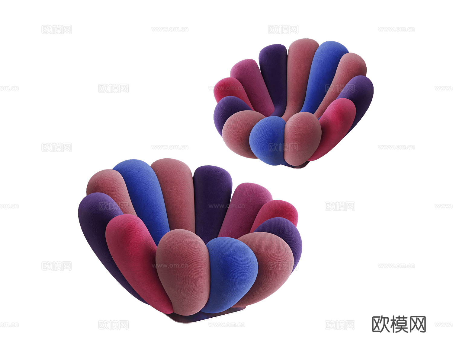 Giovannetti 珊瑚沙发 银莲花沙发3d模型下载