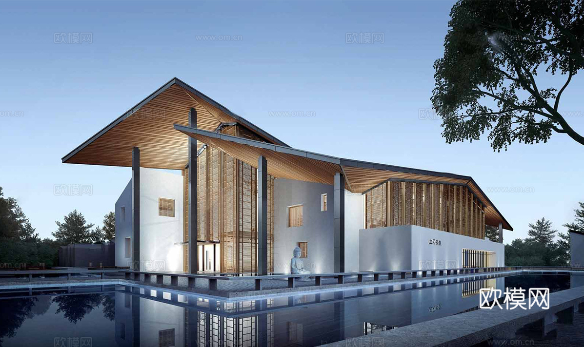 现代展览馆建筑 博物馆 建筑外观su模型