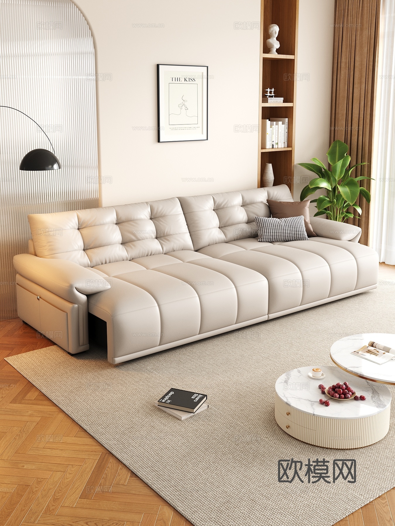 现代沙发床 茶几组合3d模型下载