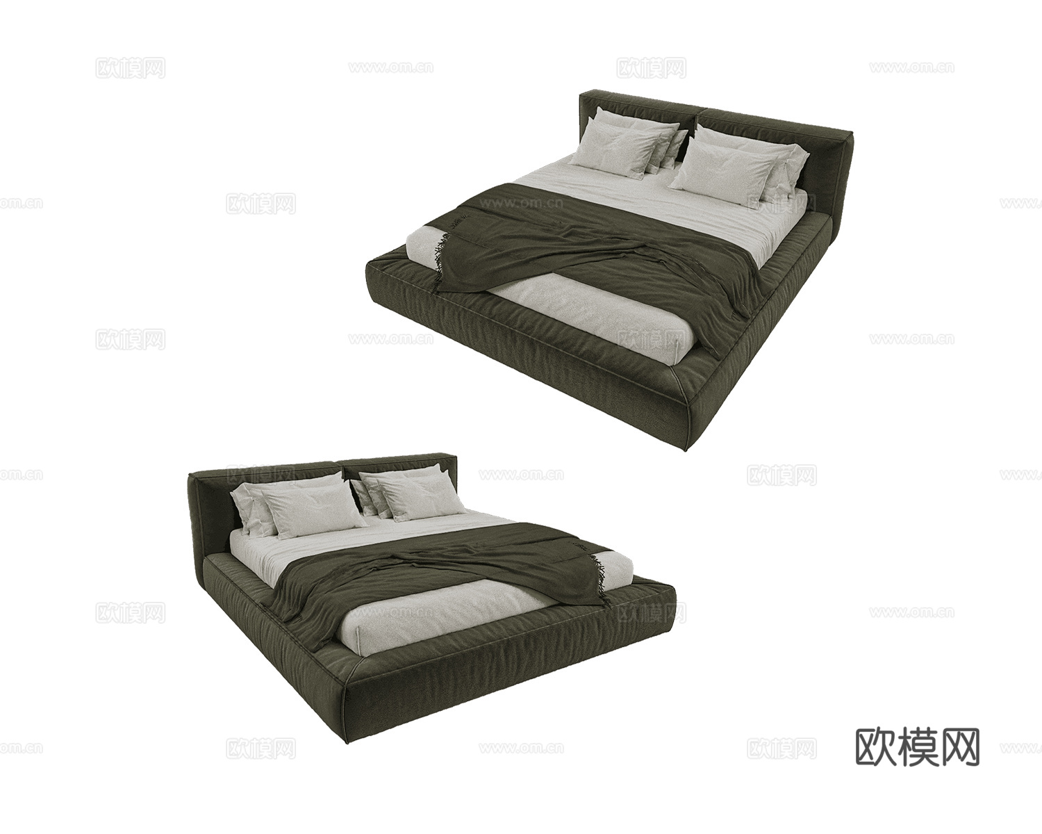 Beds one 双人床3d模型下载
