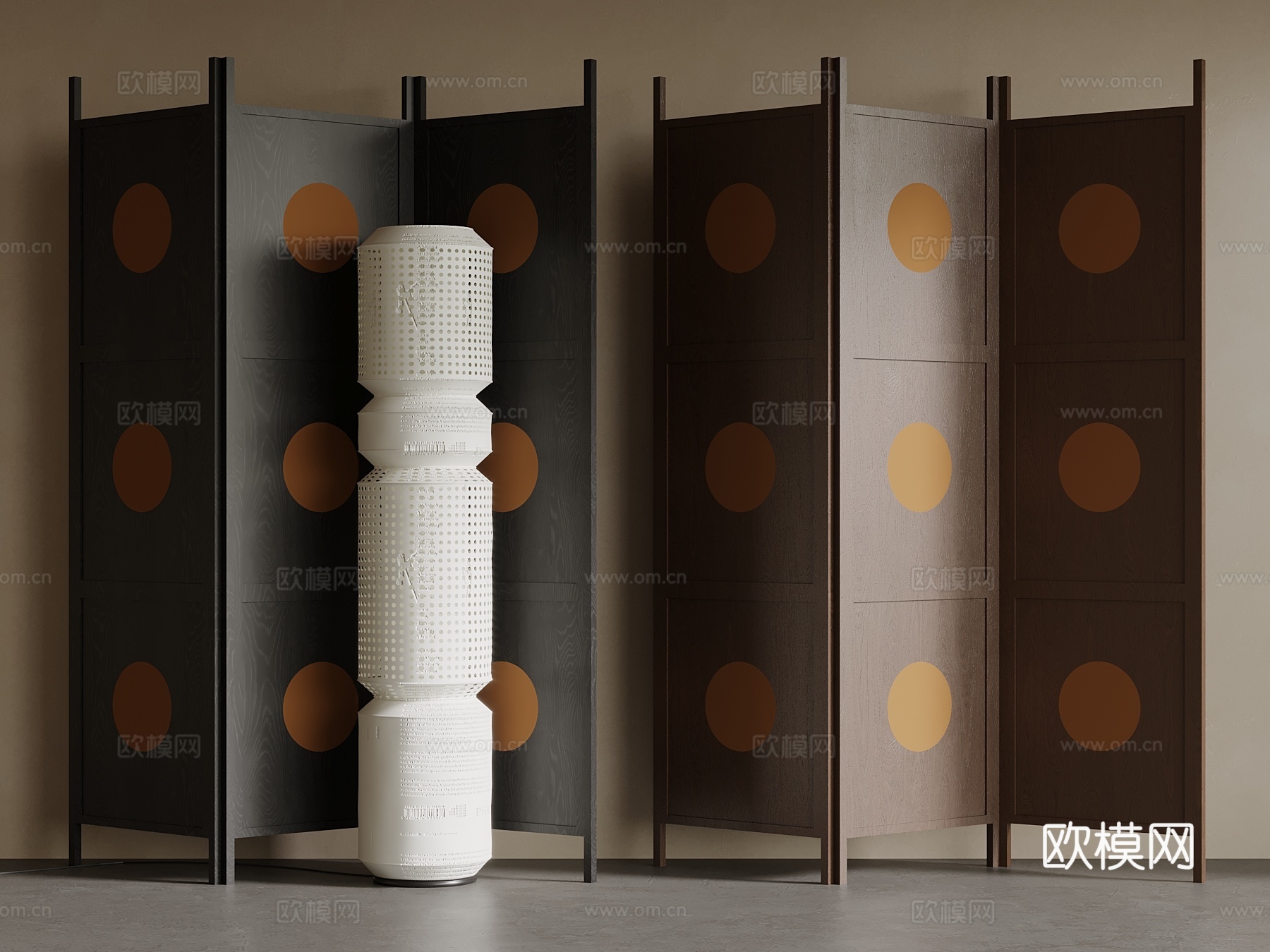 中古风屏风su模型