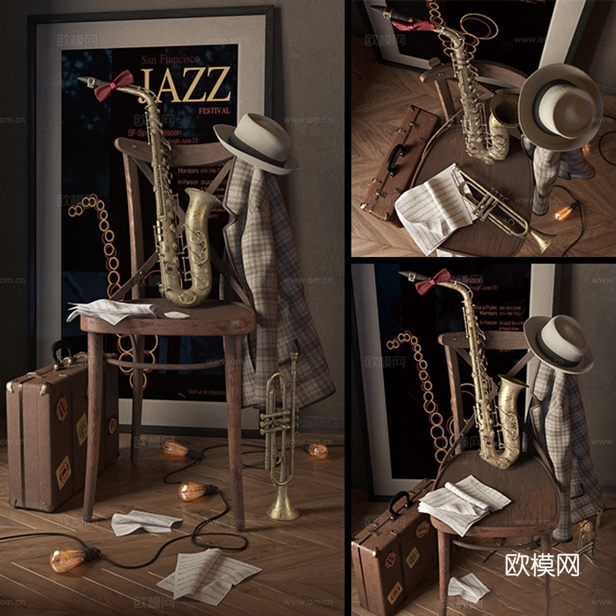 萨克斯风3d模型下载