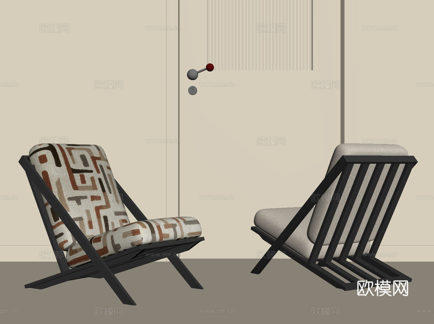 法式复古休闲椅 躺椅 沙发椅 单椅su模型