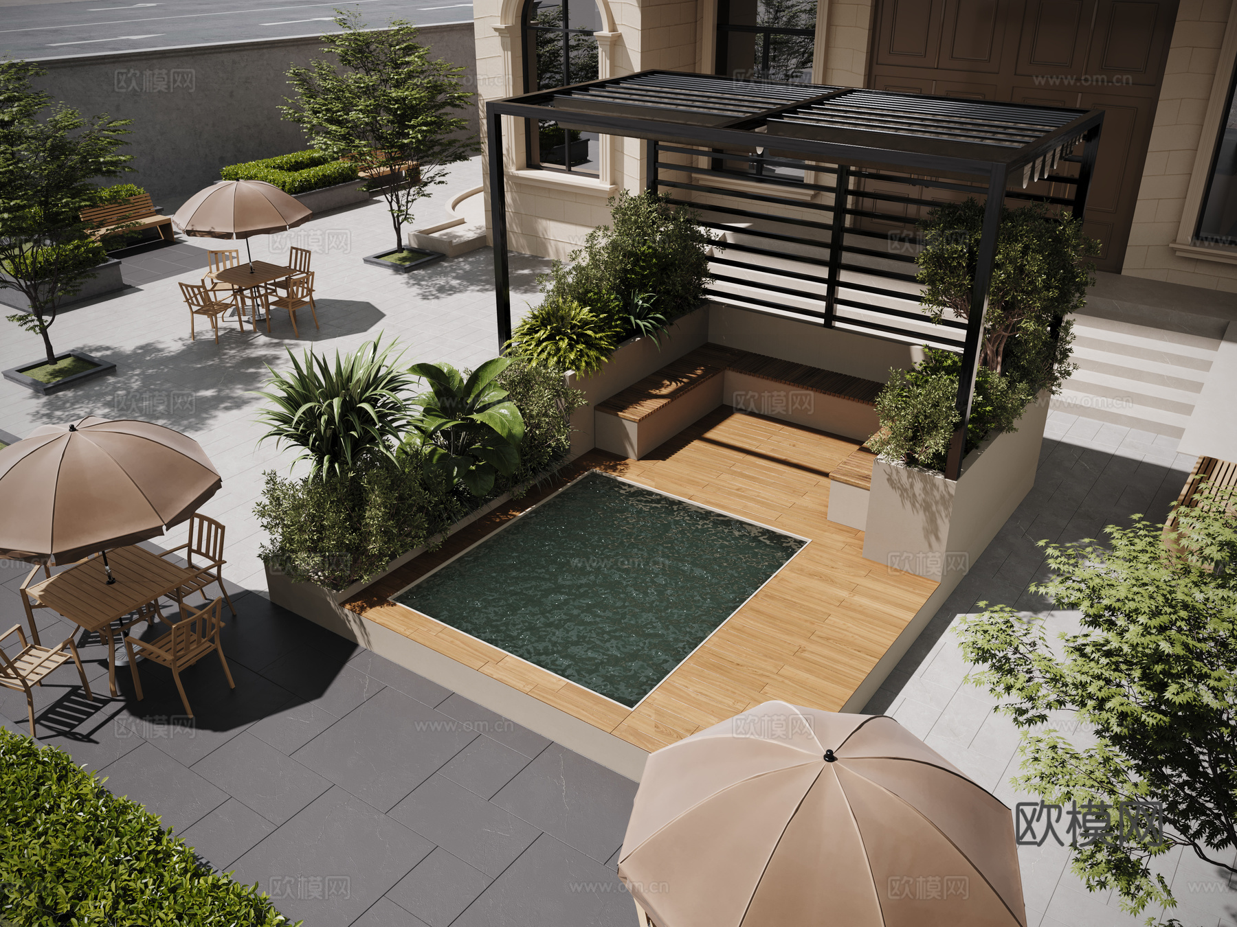 现代户外景观座椅 户外椅 景观植物 树池 花坛座椅3d模型下载