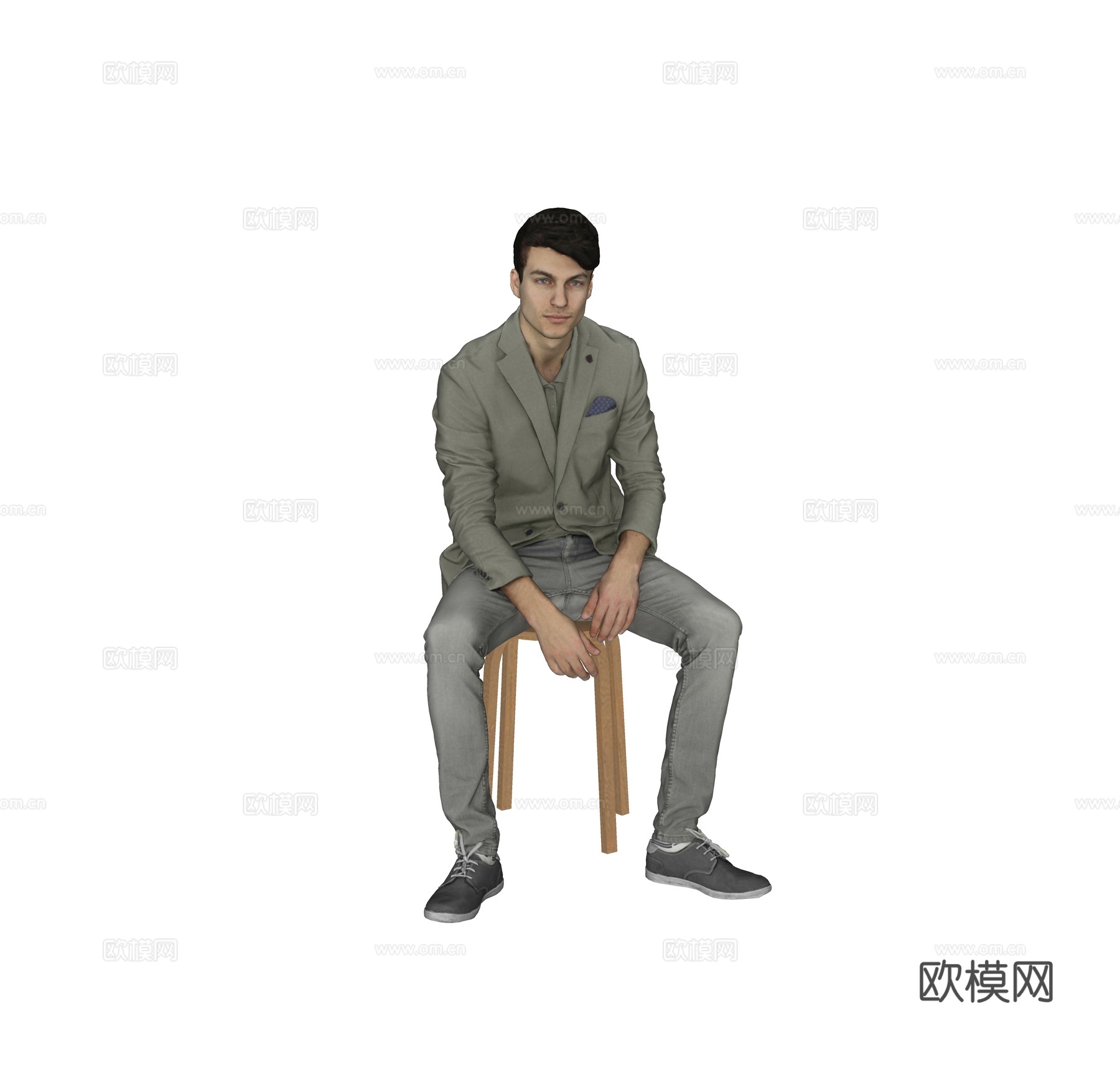 现代人物 三维人物 坐姿男人su模型