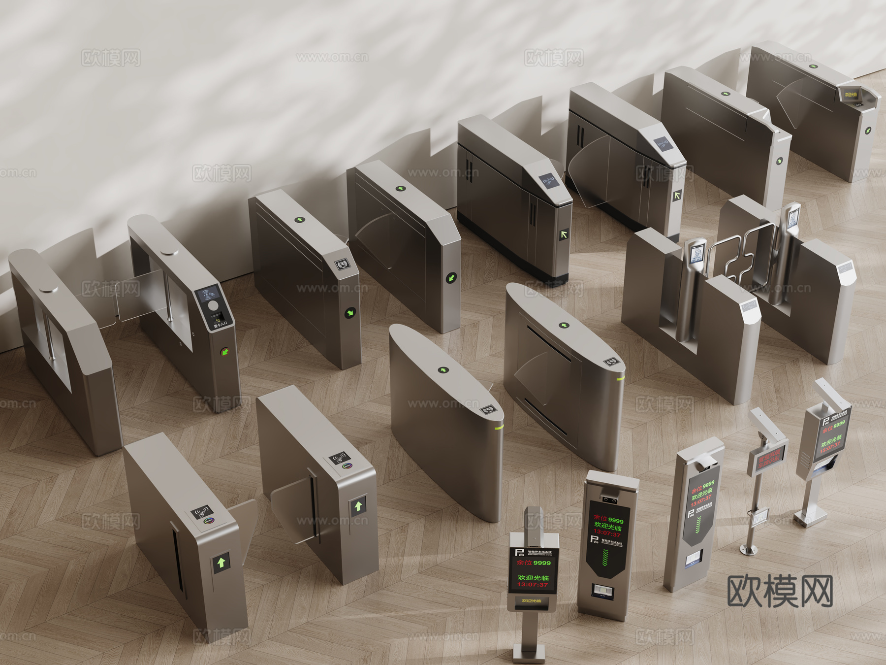 现代安检门 门禁 闸门 感应门 门禁机3d模型下载