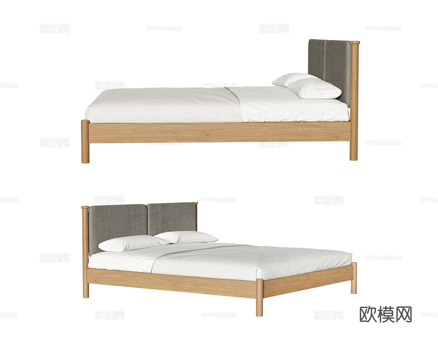 Yaratam Design 原木风双人床3d模型下载