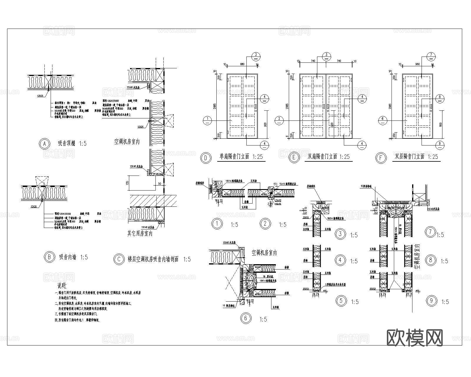隔音门CAD施工图cad施工图