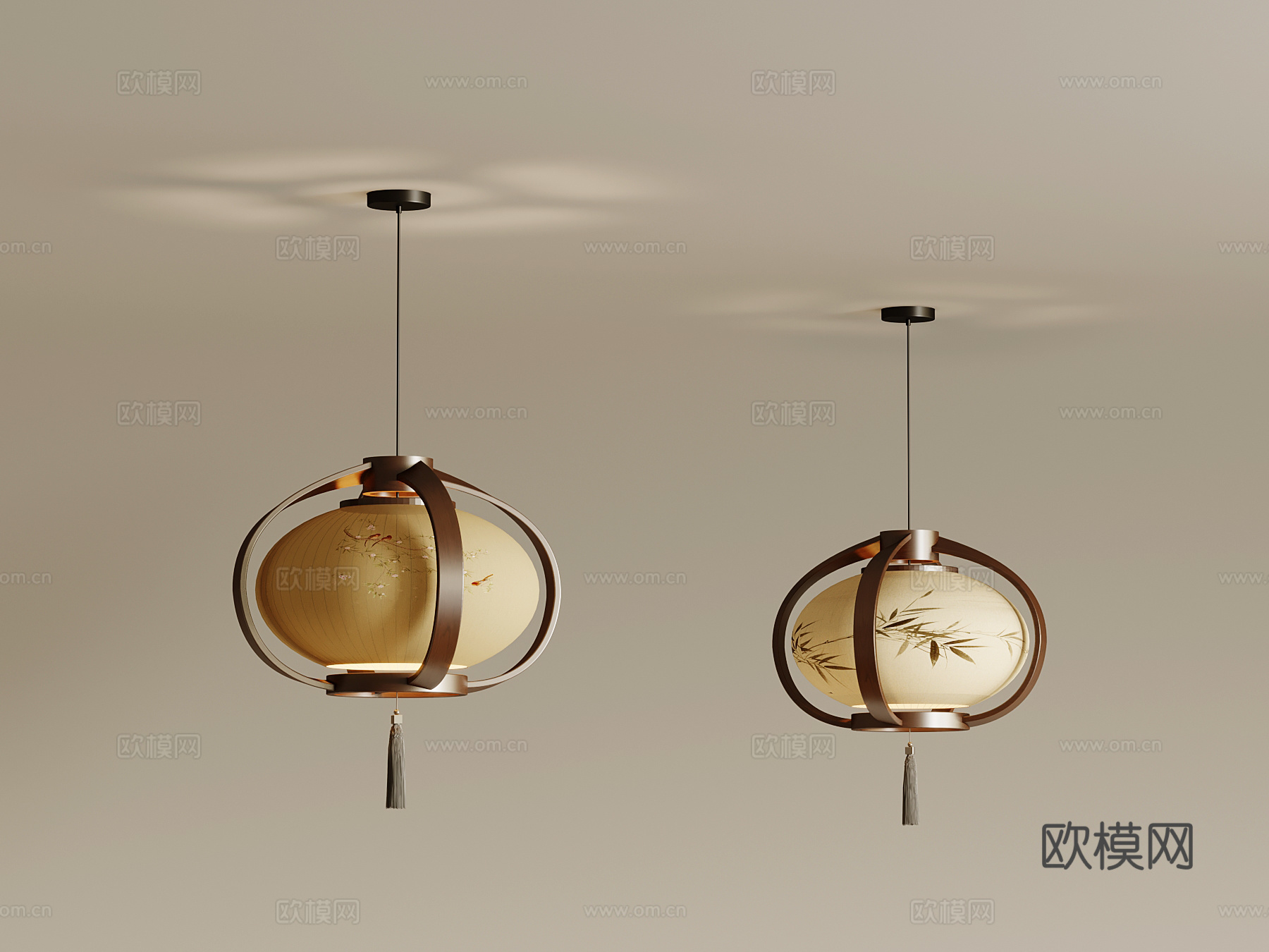 新中式小吊灯su模型