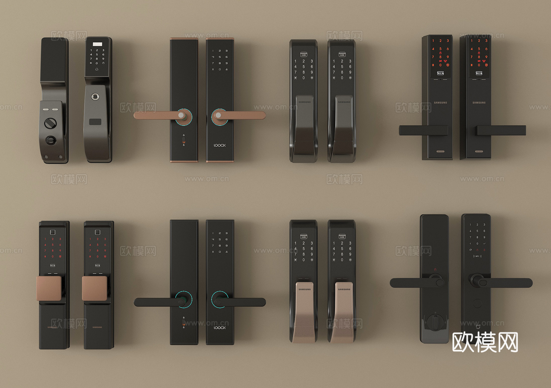 现代指纹锁   智能锁 密码锁su模型