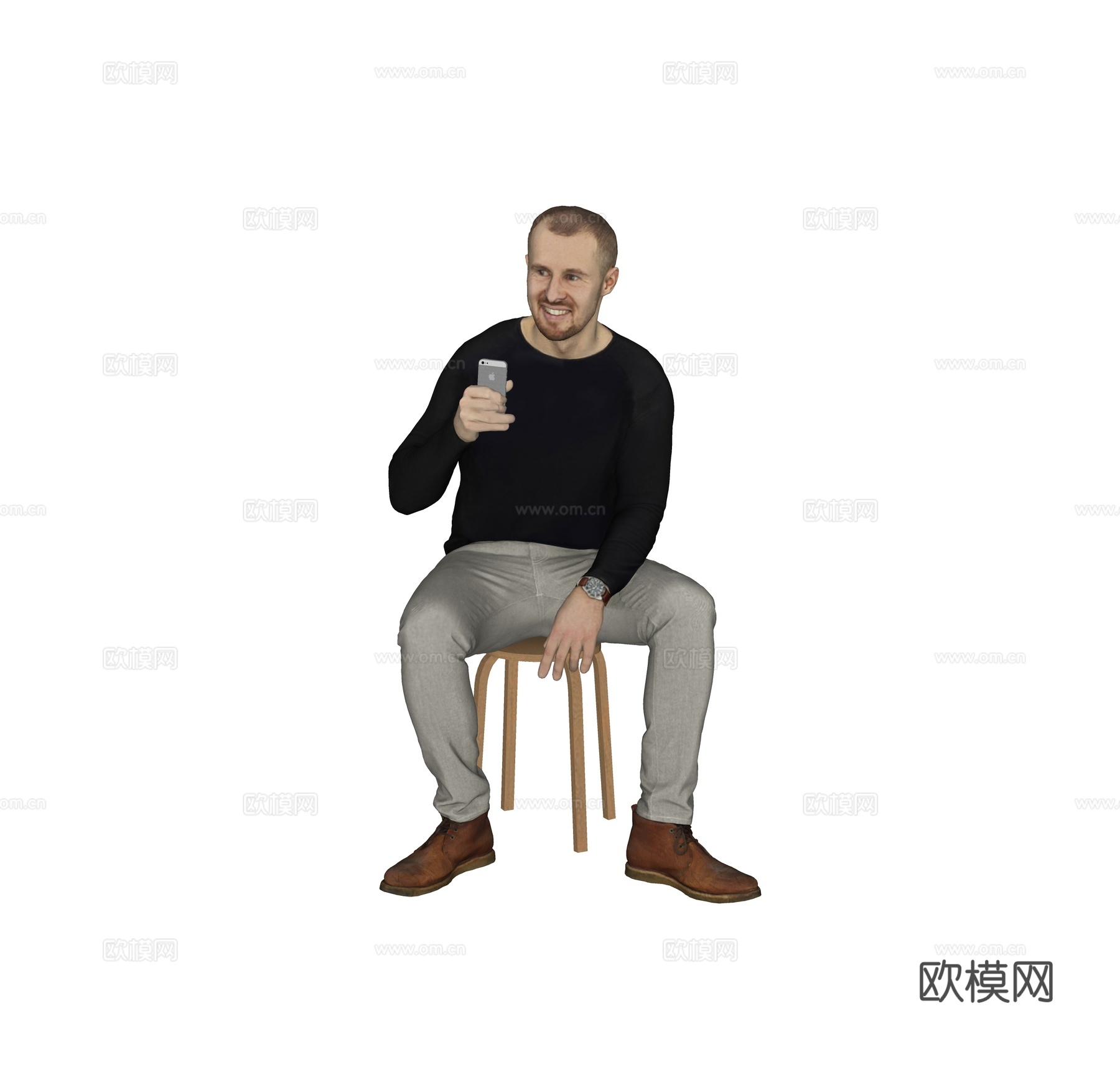 现代人物 三维人物 坐姿男人su模型