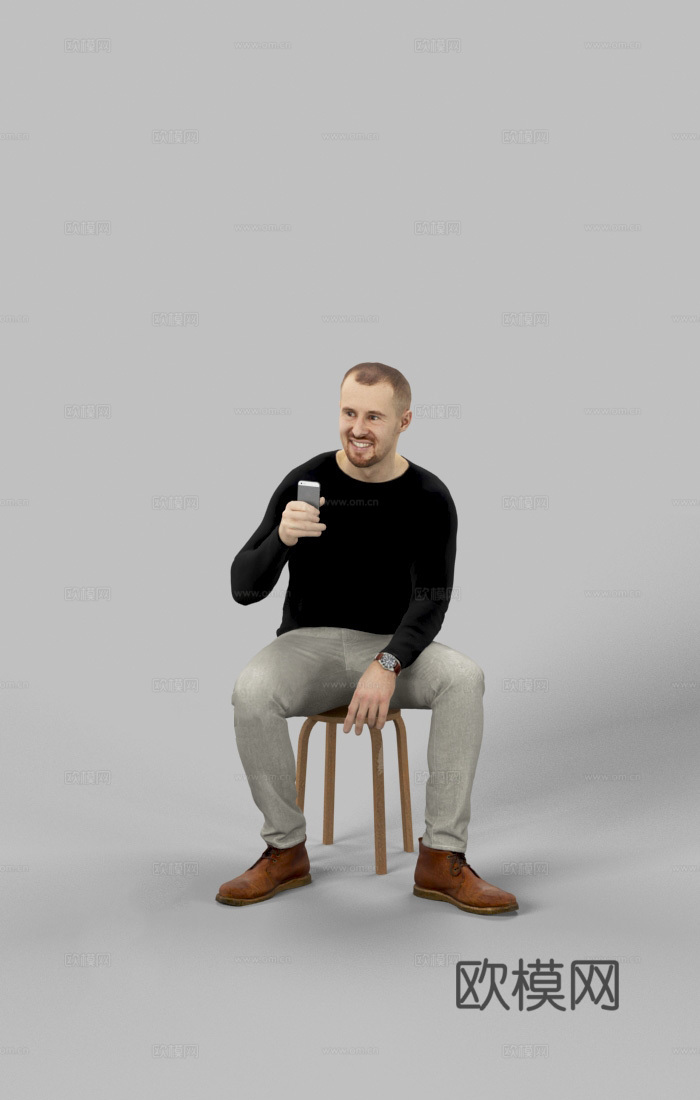 现代人物 三维人物 坐姿男人su模型