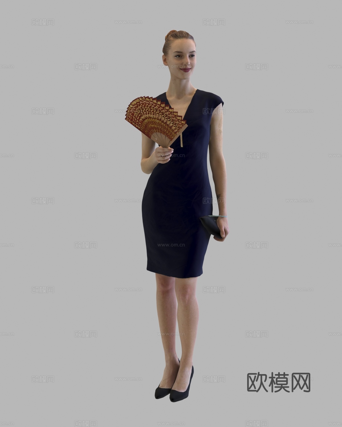 现代人物 三维人物 站姿连衣裙女人su模型