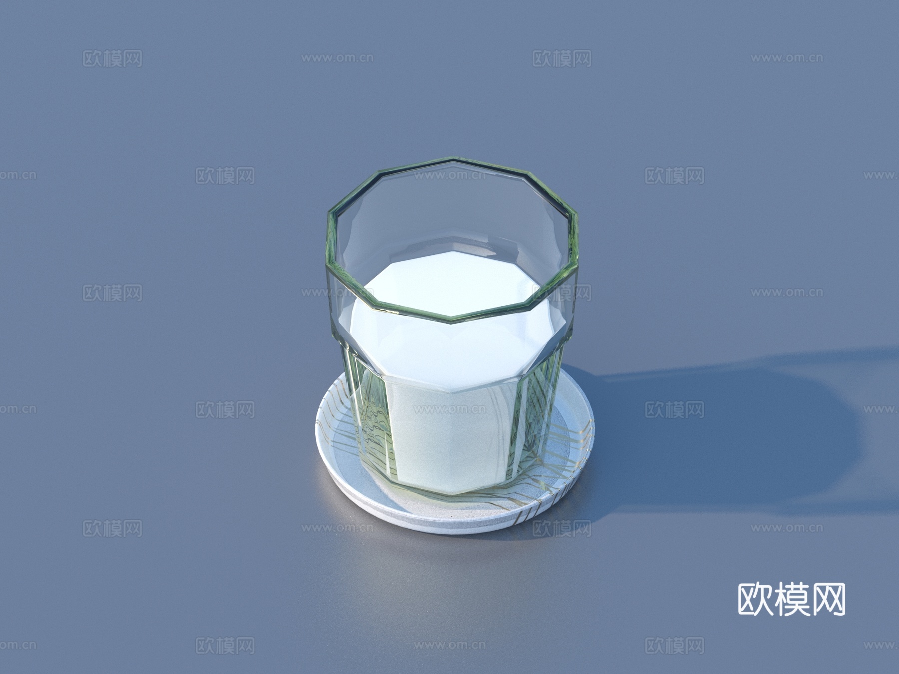 牛奶 玻璃杯 杯子 生活用品3d模型