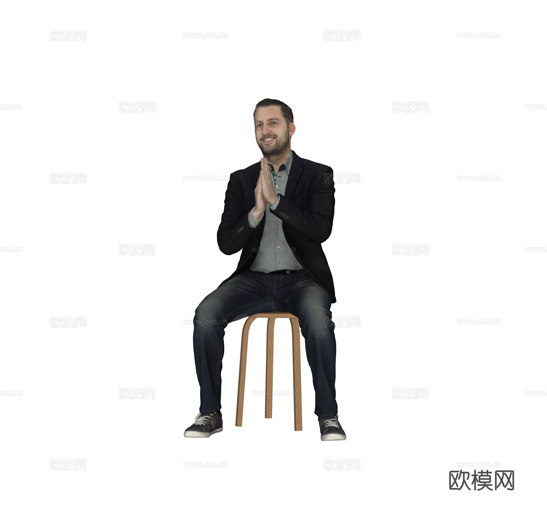 现代人物 三维人物 坐姿男人su模型