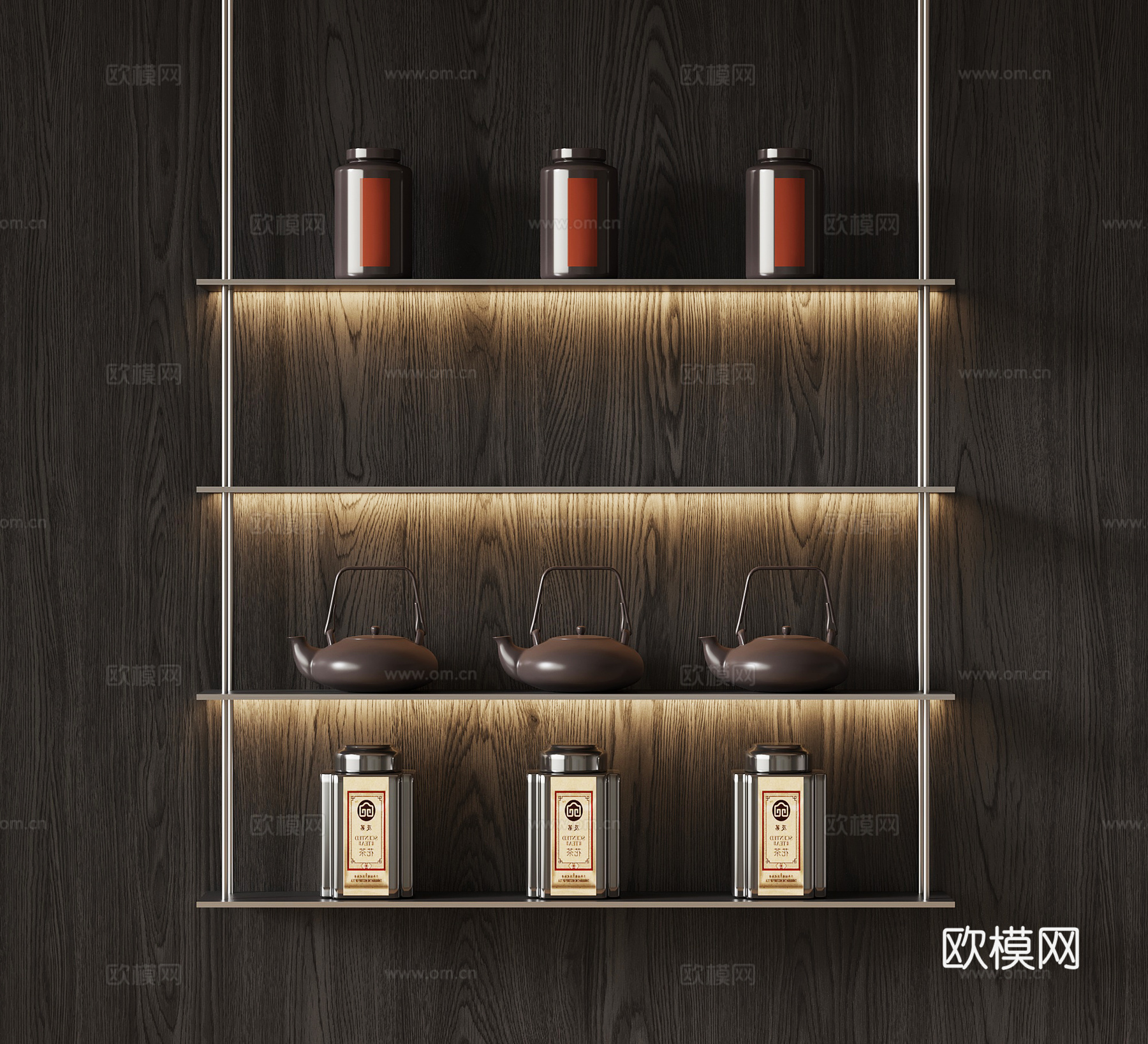 现代置物架 茶具架 茶叶 茶壶su模型