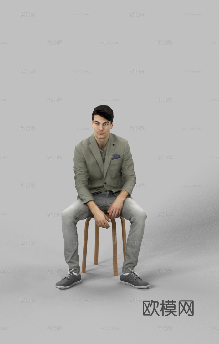 现代人物 三维人物 坐姿男人su模型