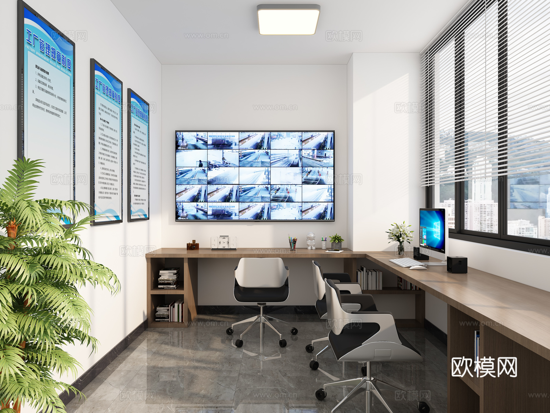 门卫室监控室3d模型下载