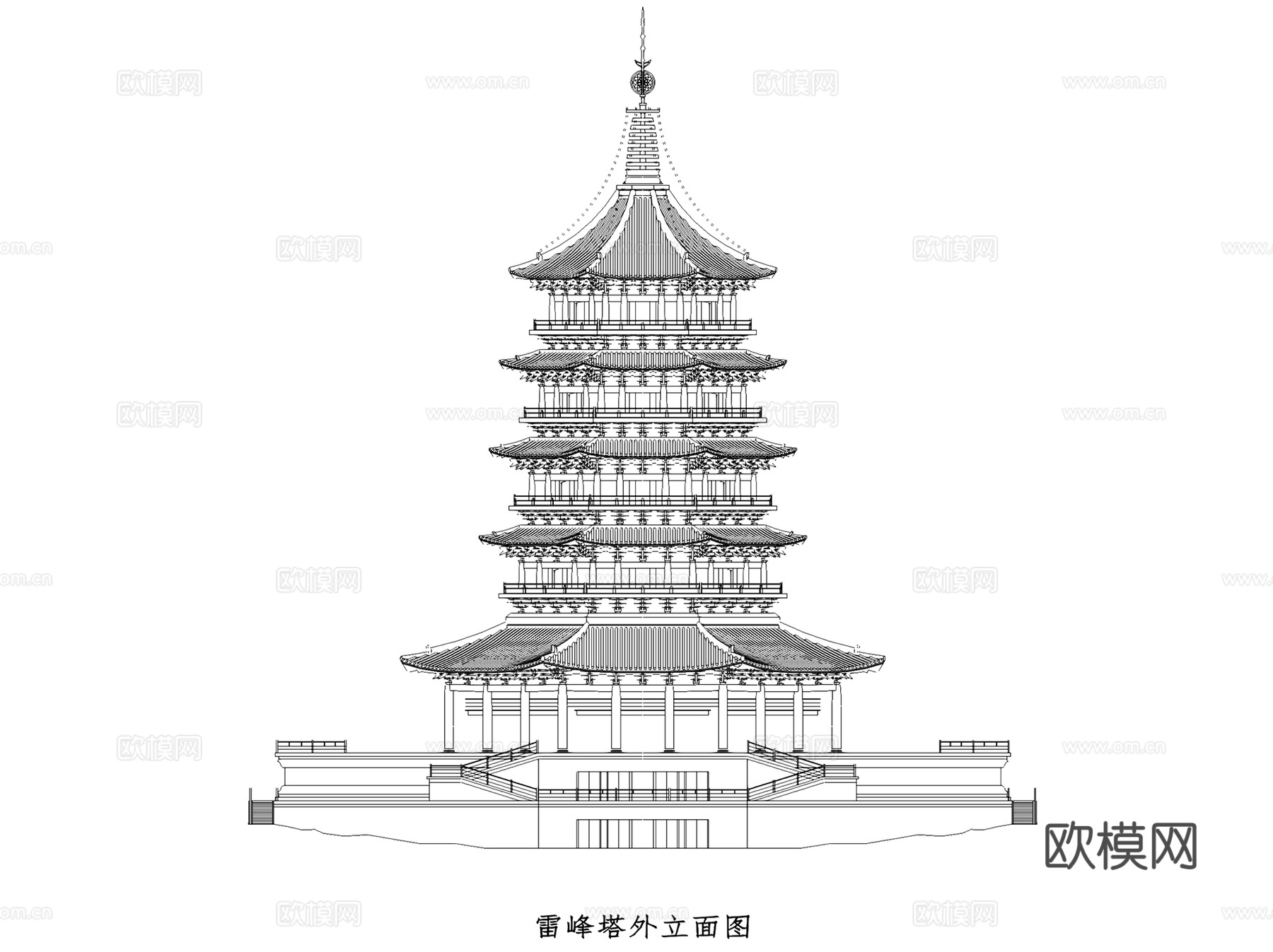 园林景观古建塔佛塔塔楼建筑CAD施工图集 12套cad施工图