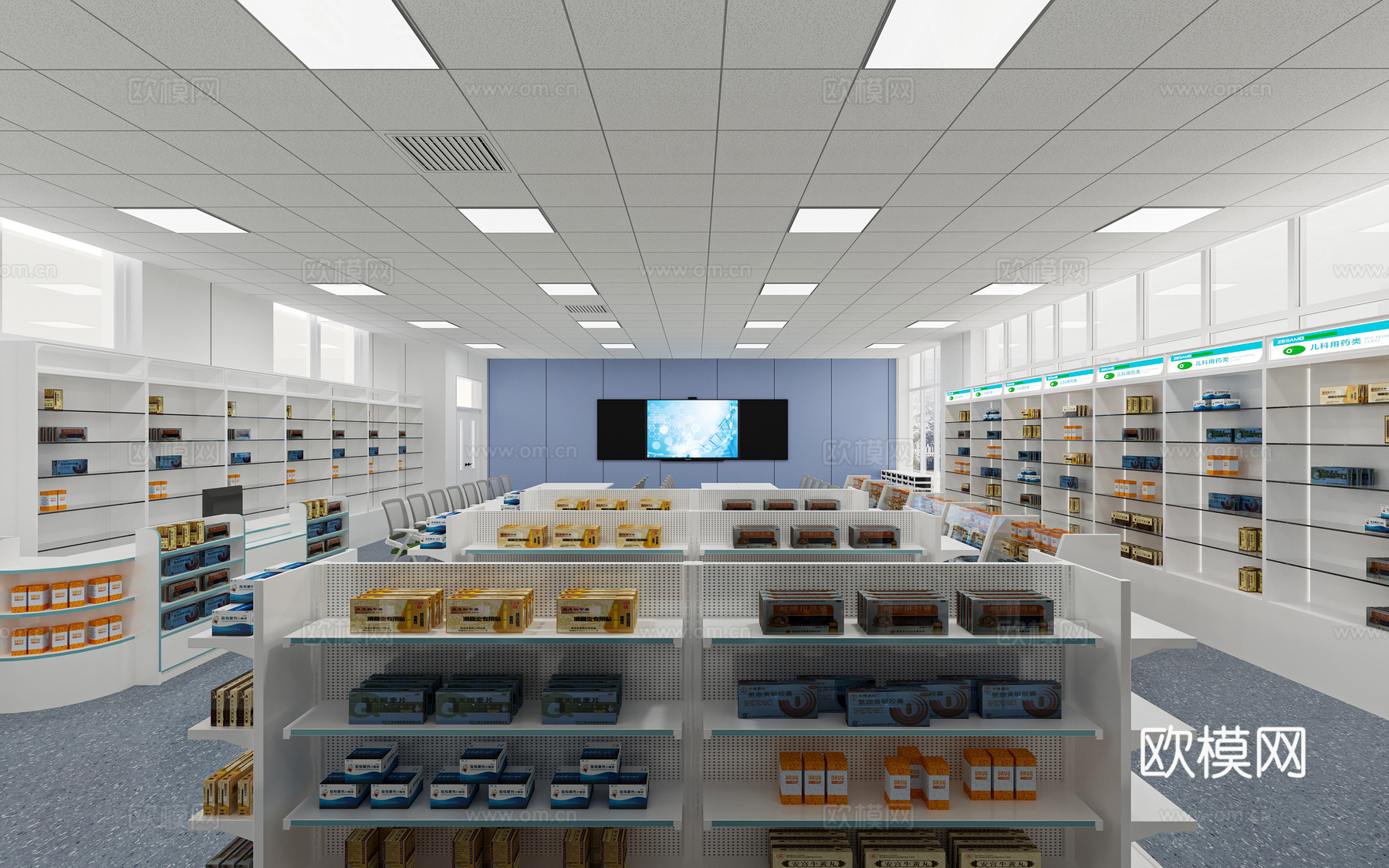 现代模拟药房教室3d模型下载（渲染图2）