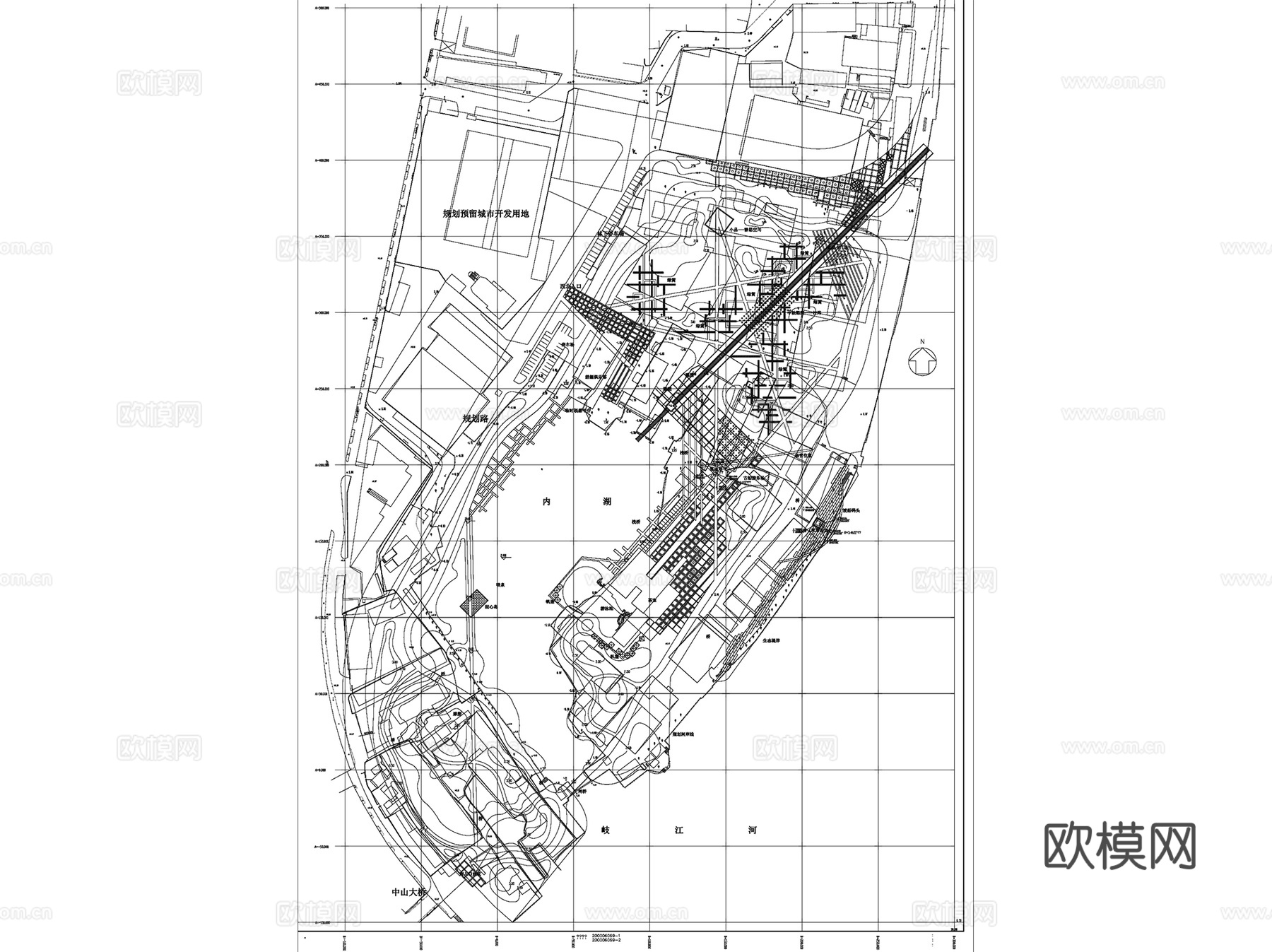 景观郊野滨水湿地公园CAD施工图集 5套cad施工图