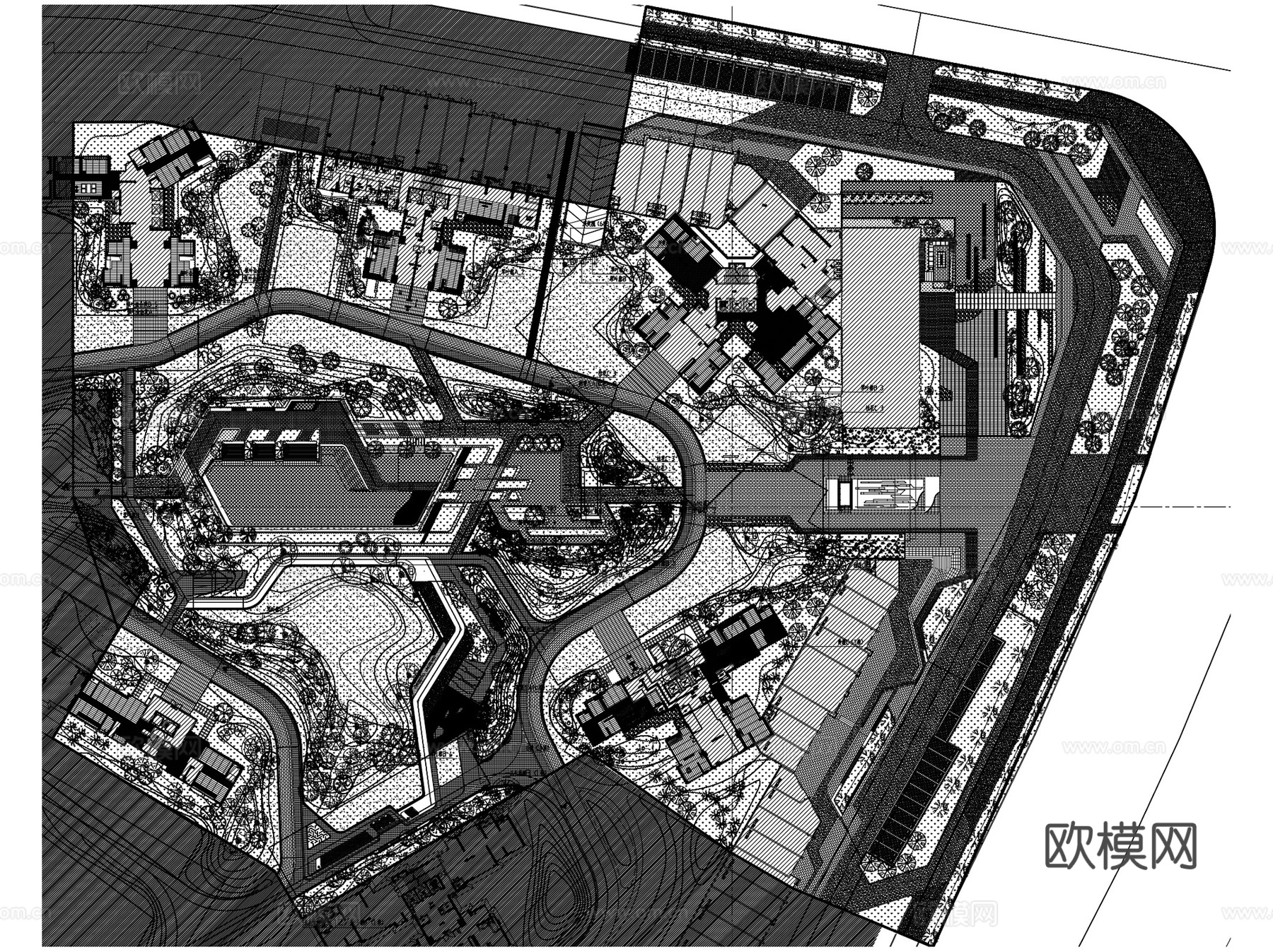 园林景观绿化种植布置平面图CAD施工图集 7套cad施工图