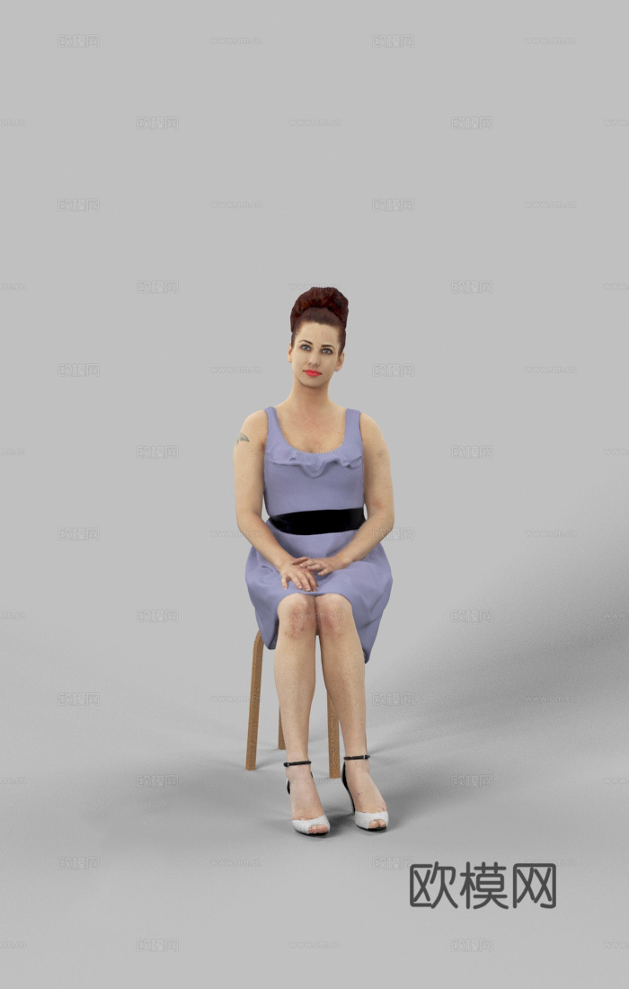 现代人物 三维人物 坐姿女人su模型