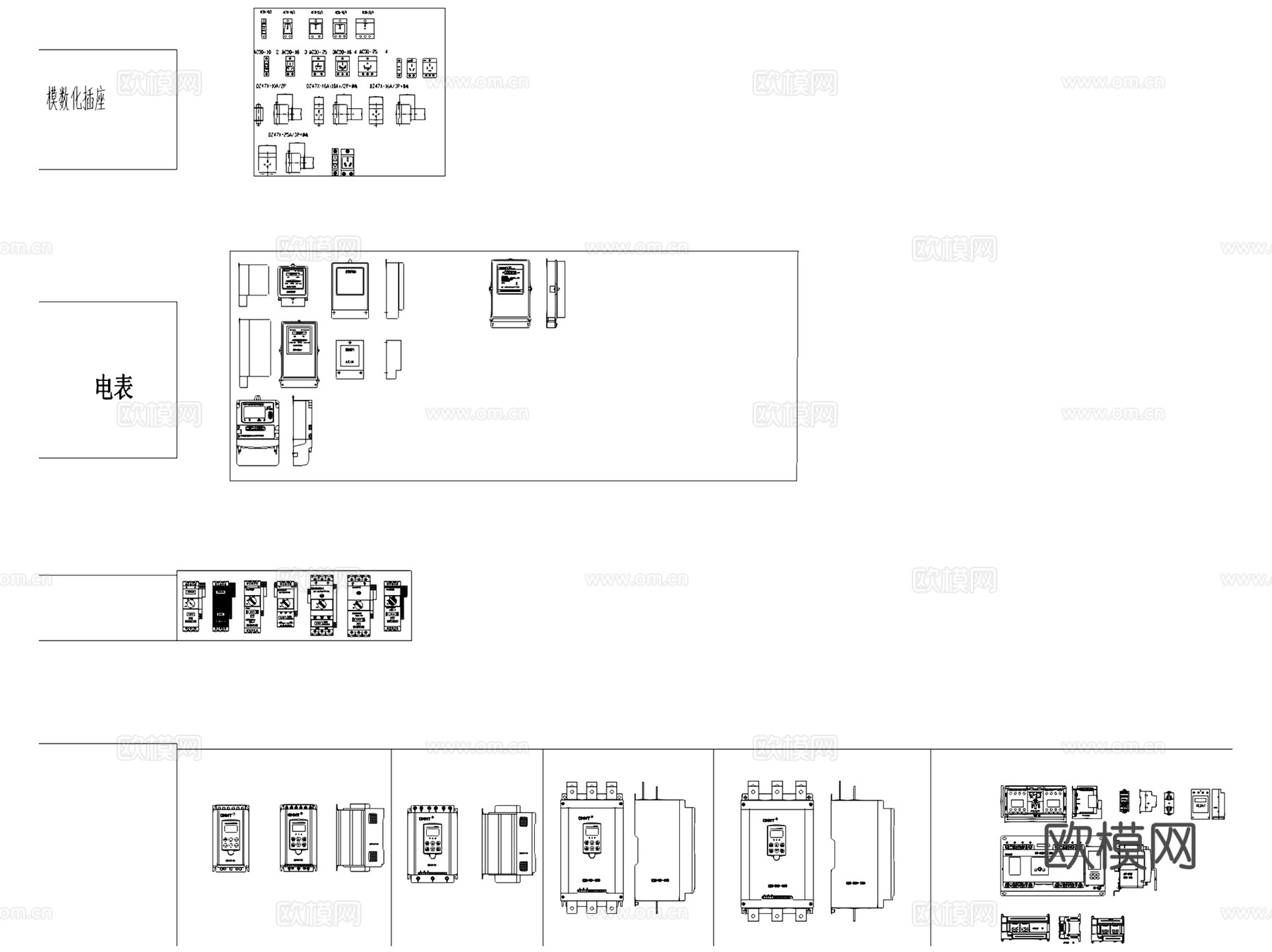 正泰电气模块元件断路器继电器开关等CAD施工图集cad施工图