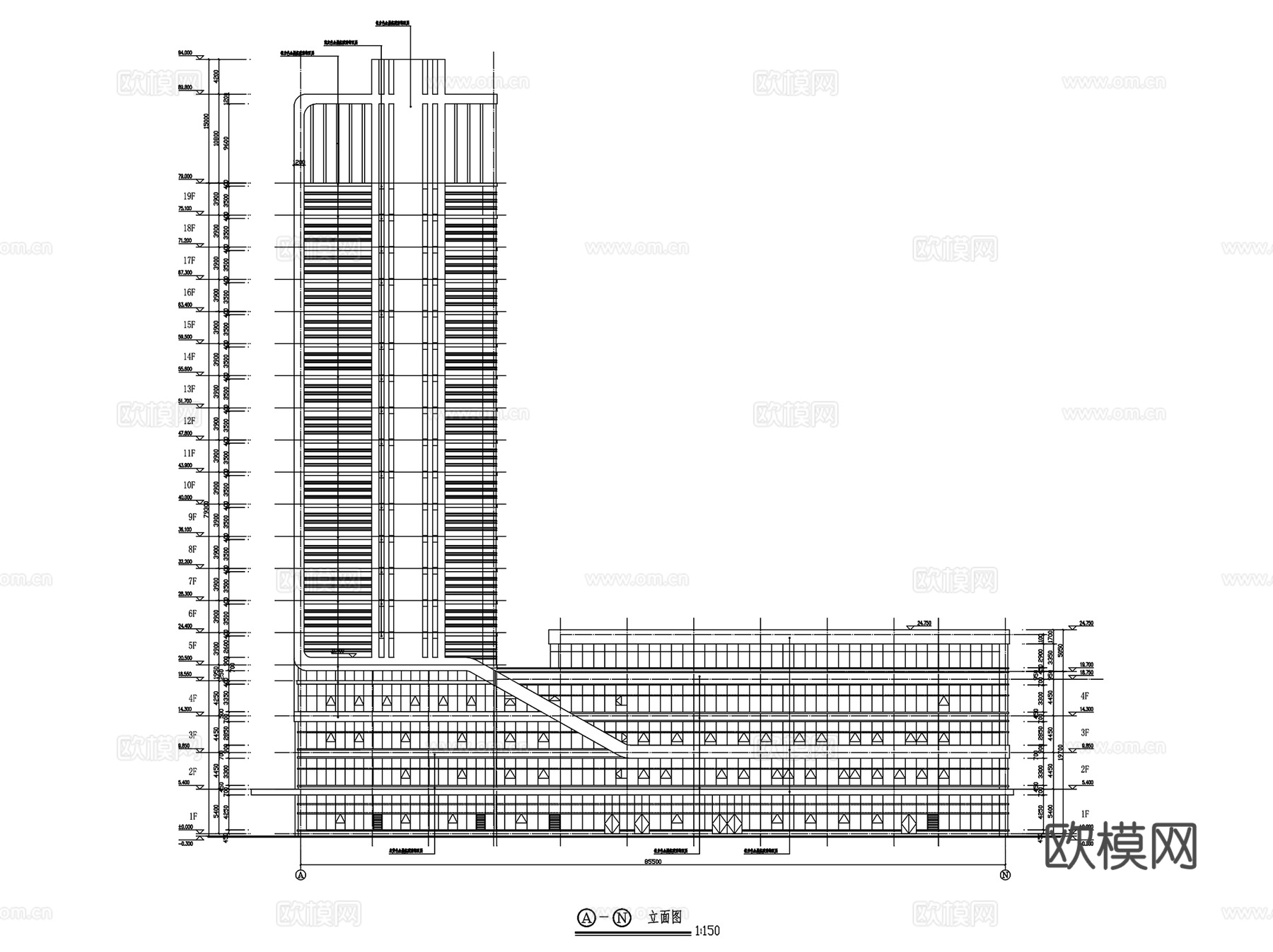 常德第二人民医院住院综合大楼建筑CAD施工图全套cad施工图