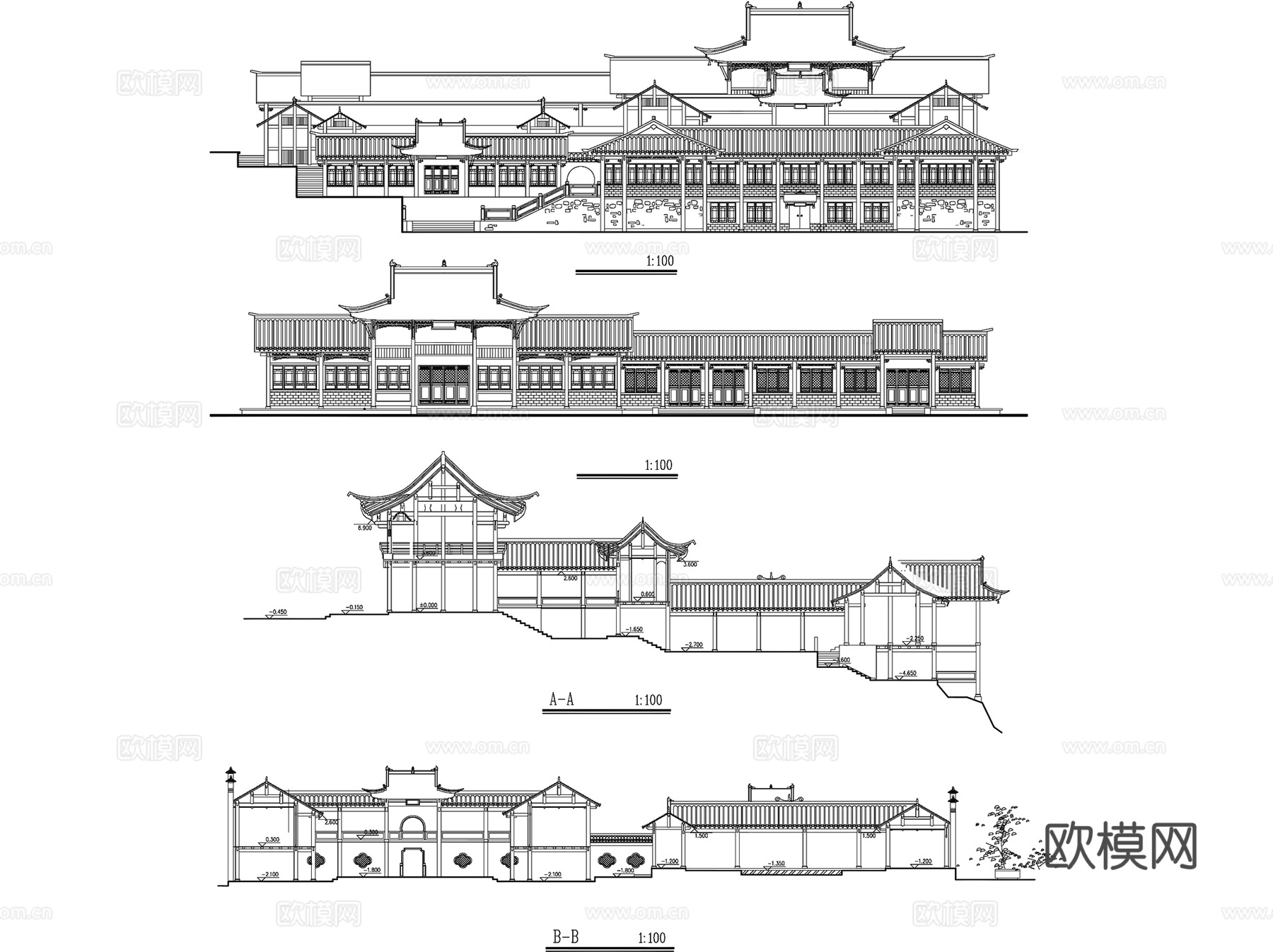 中式古建筑宗教佛寺民居CAD施工图集 35套cad施工图