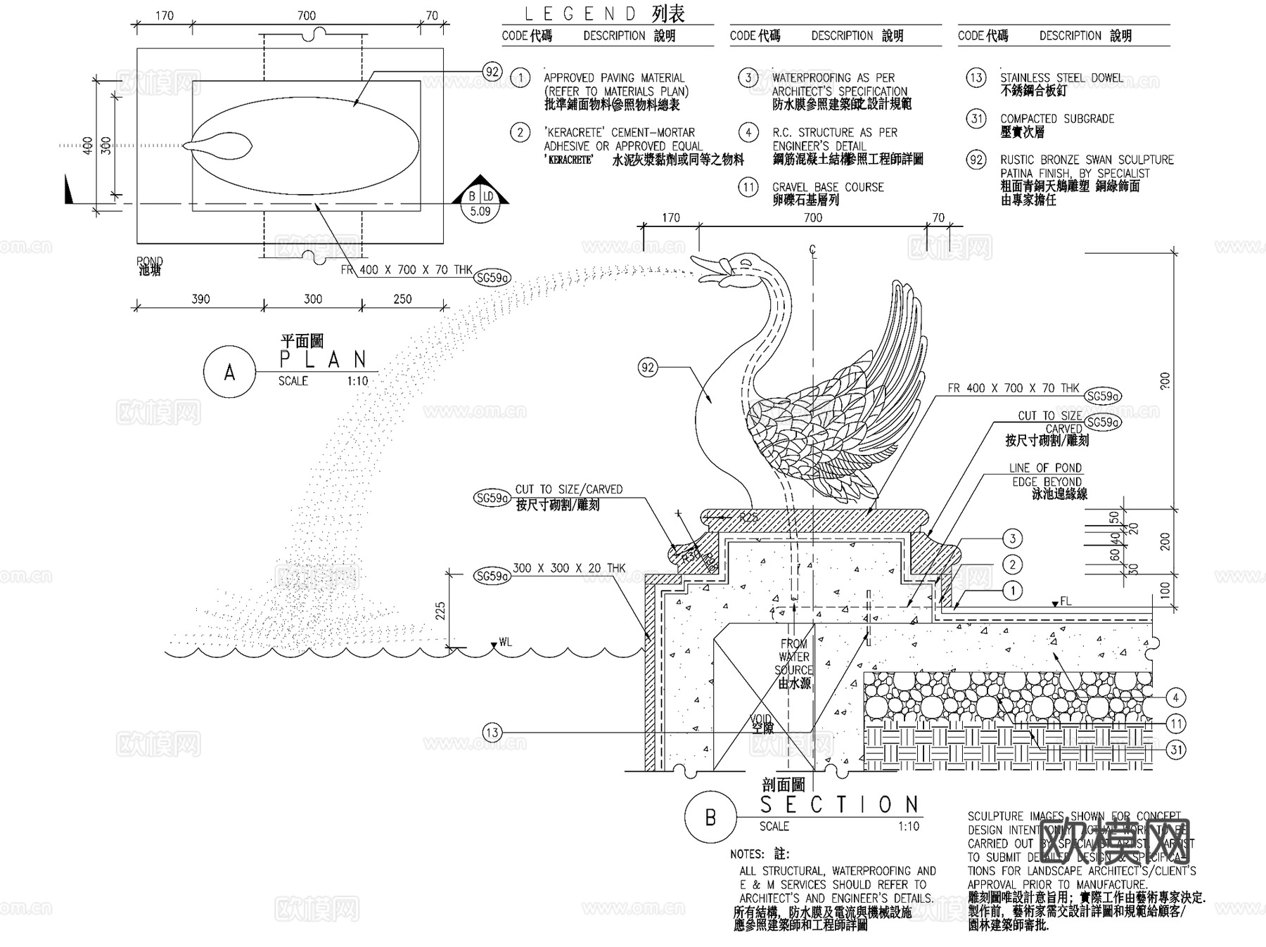 园林景观艺术小品雕塑CAD施工图集 7套cad施工图