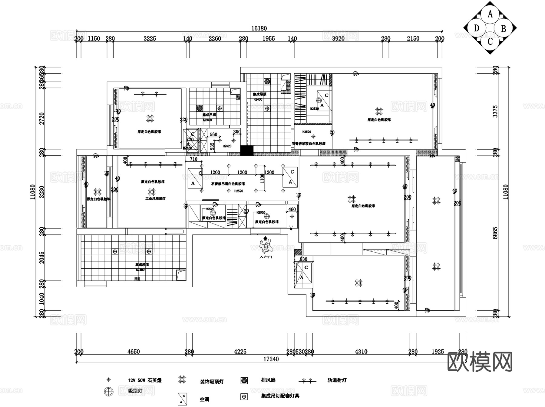 御河湾住宅室内家装CAD施工图全套cad施工图