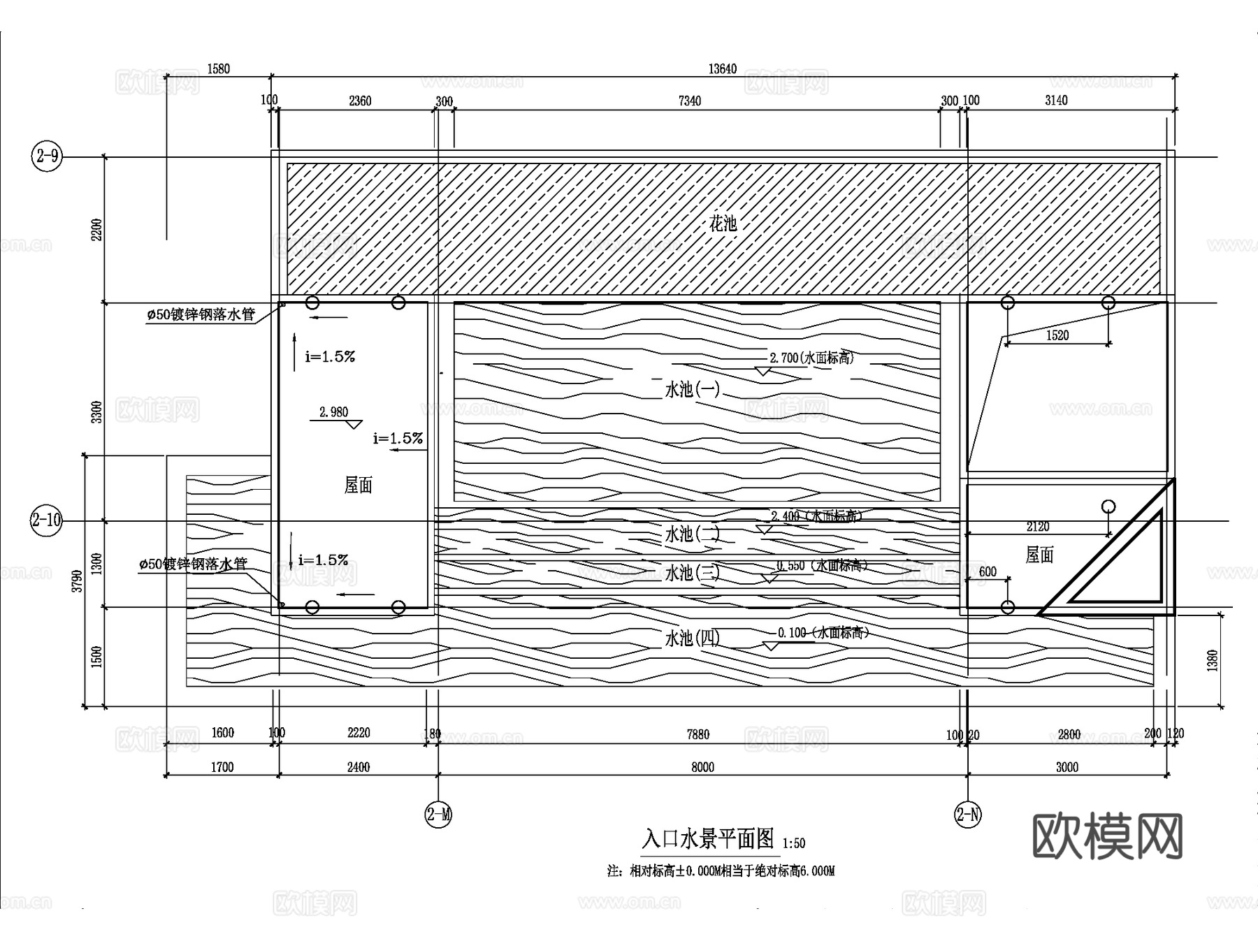园林景观喷泉水景给排水CAD施工图集 27套cad施工图