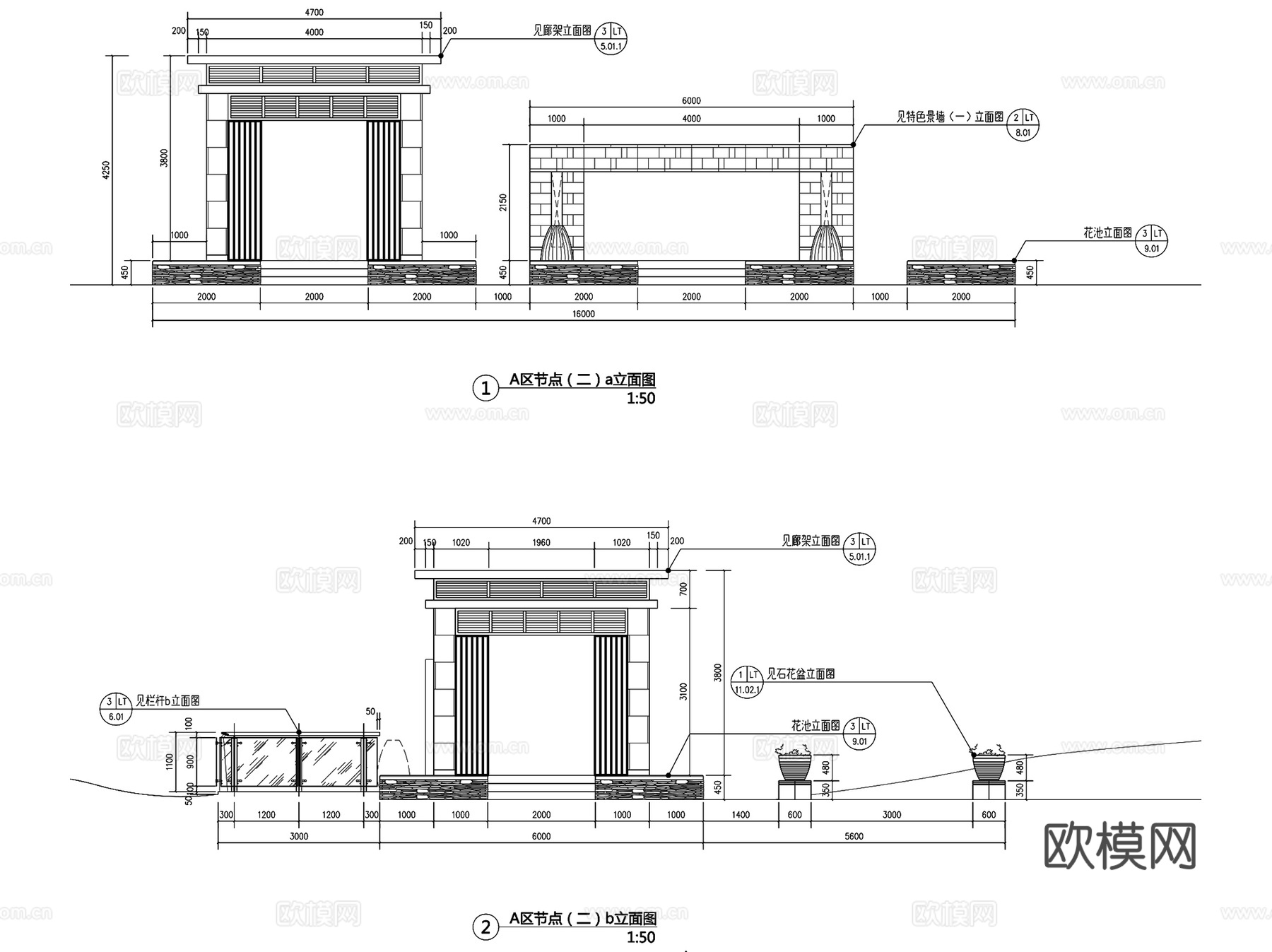 园林景观小节点CAD施工详图集 6套cad施工图
