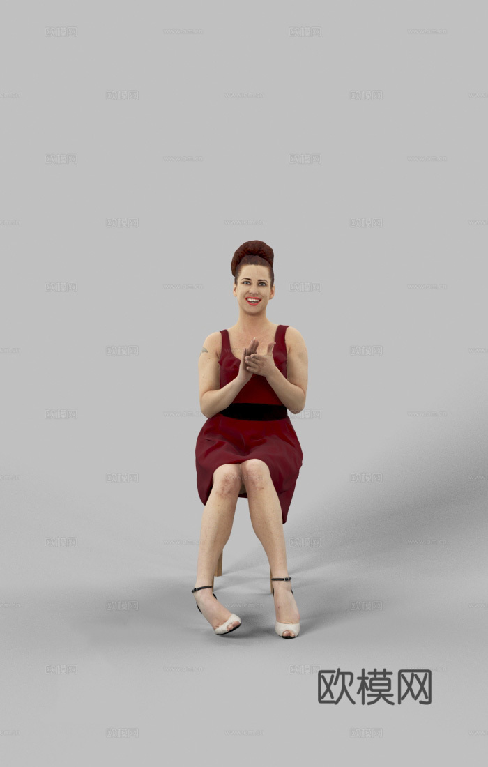 现代人物 三维人物 坐姿女人su模型