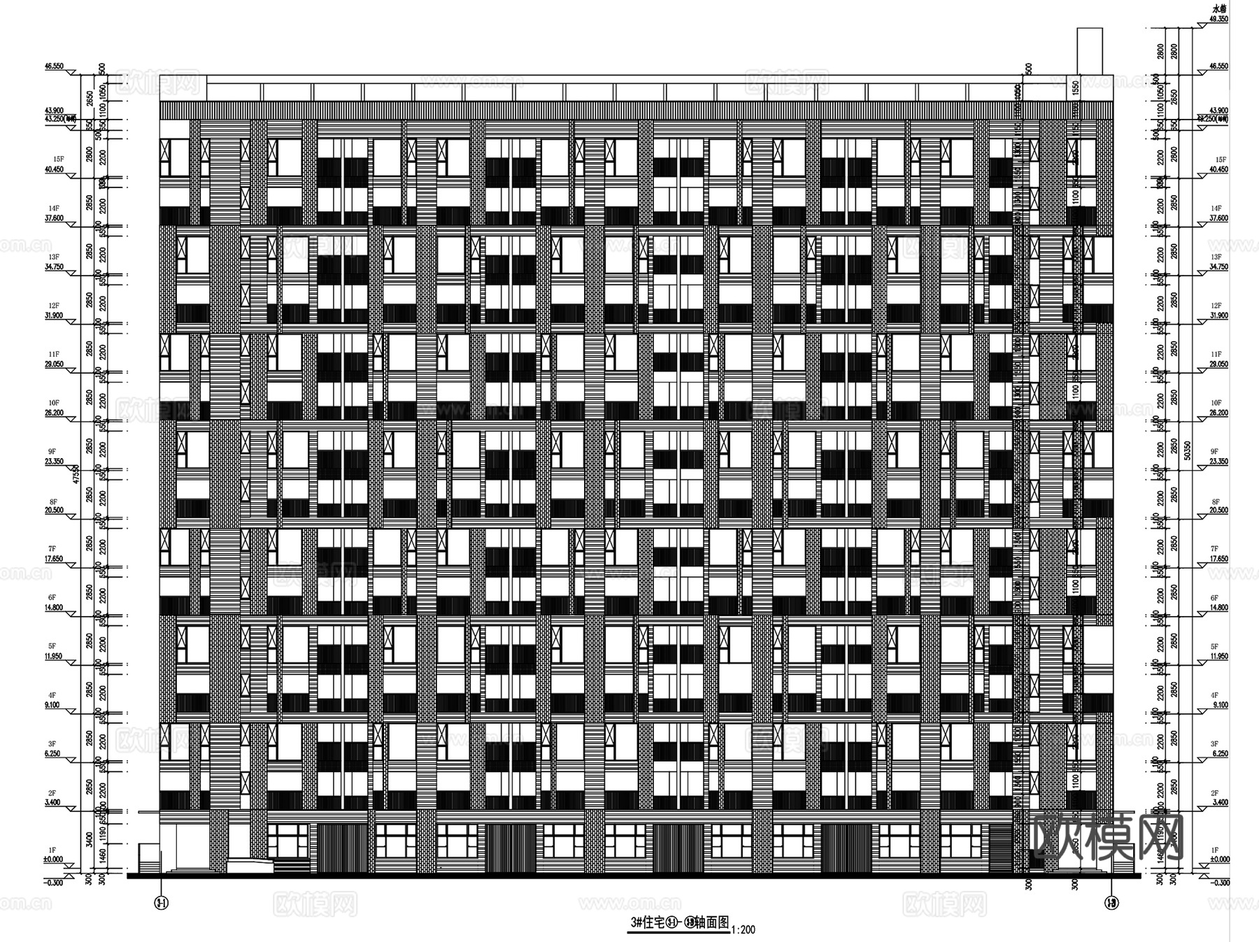 洋房多层高层公寓平层住宅建筑户型图CAD施工图集 40套cad施工图