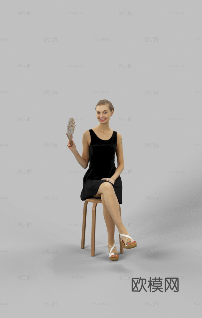 现代人物 三维人物 坐姿女人su模型