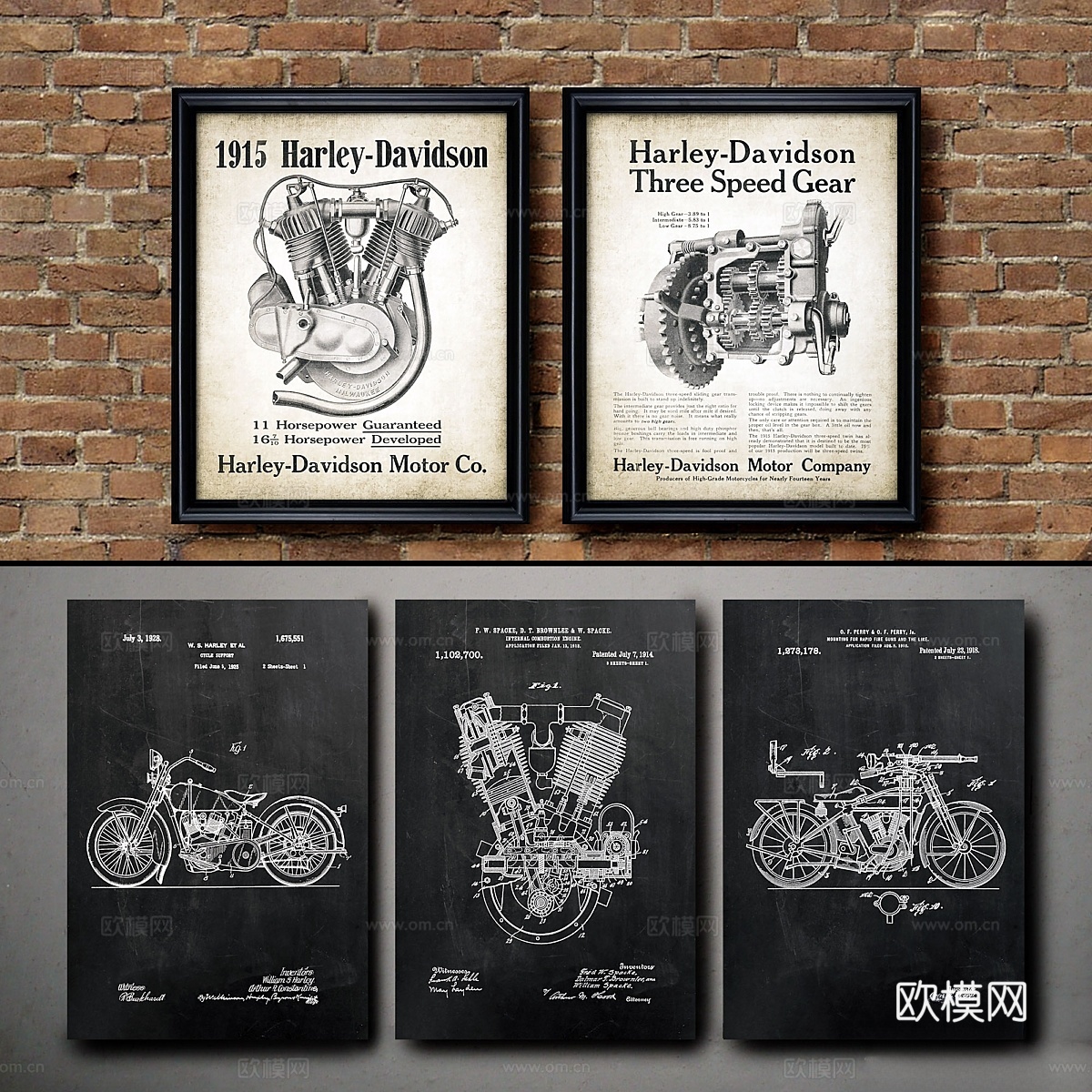 画框中的画作. 117. 摩托车收藏挂画3d模型下载